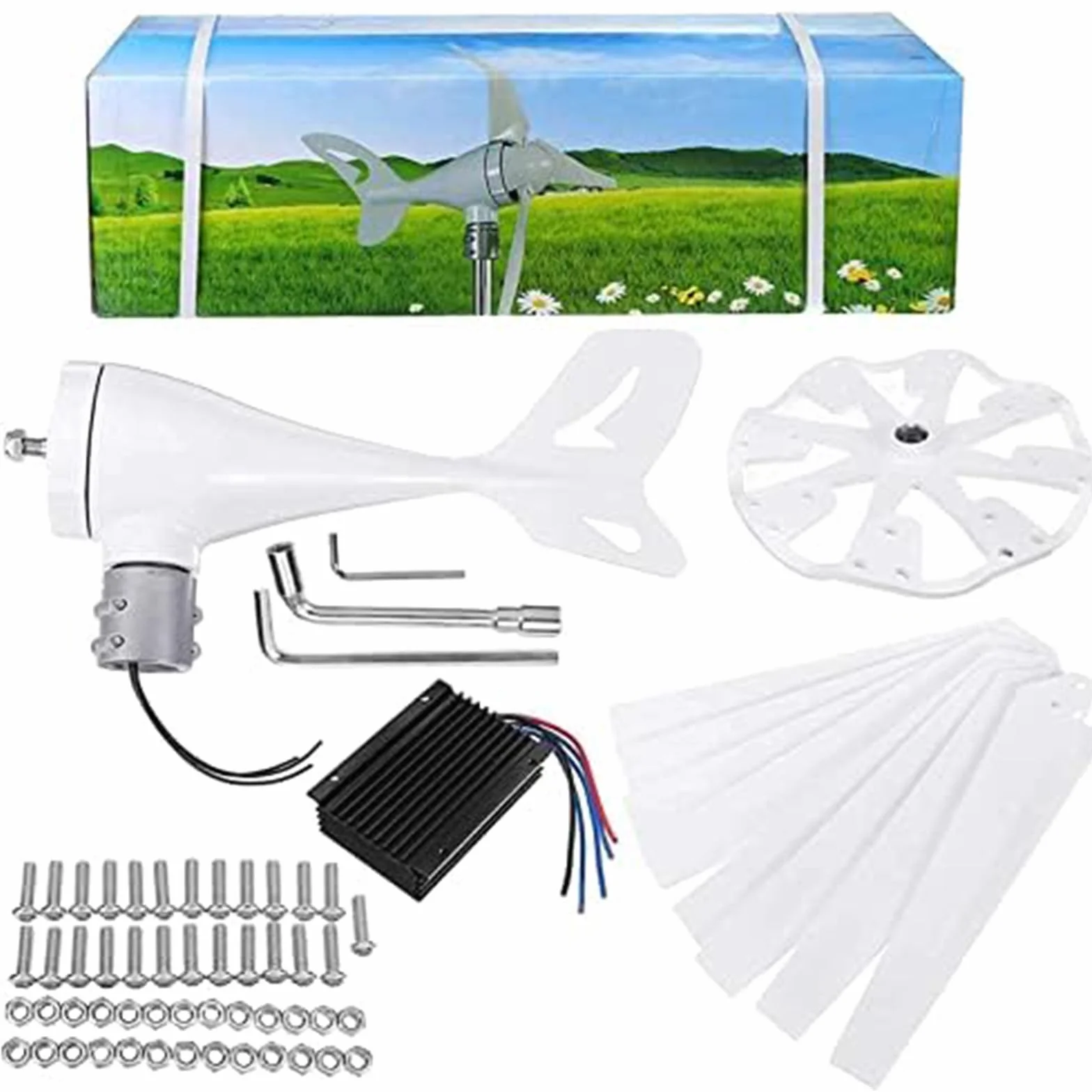 Turbina Eólica 10000W - Generador de Molino de Viento 8 Palas, Controlador MPPT 12V/24V/48V, Velocidad de Arranque 2m/s
