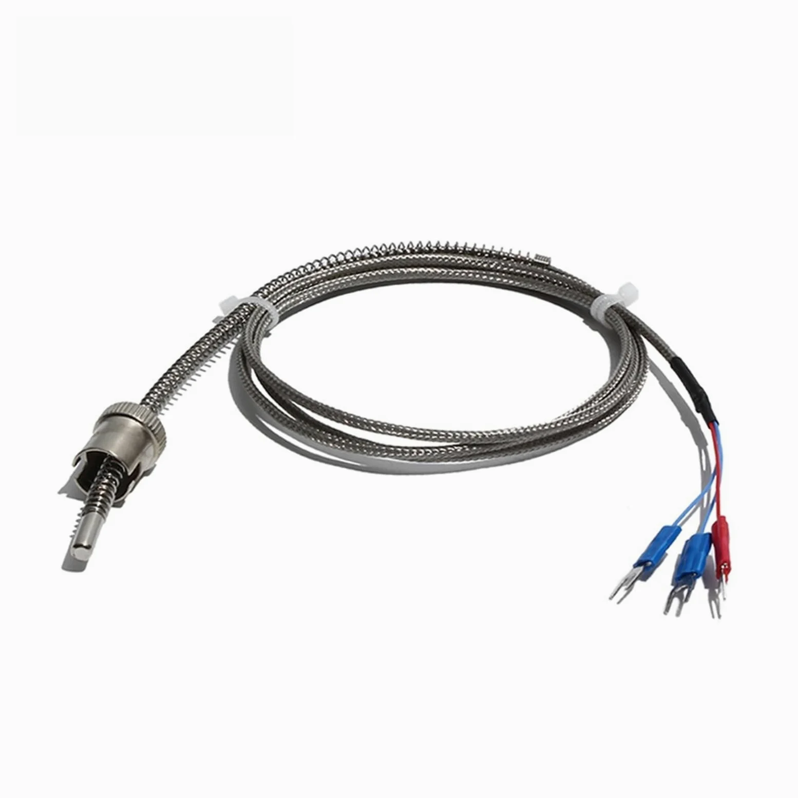 Resorte de compresión ajustable con clip PT100 con cabeza roscada fija, cable blindado de metal de 3/4/5 m(Lead L 5m)