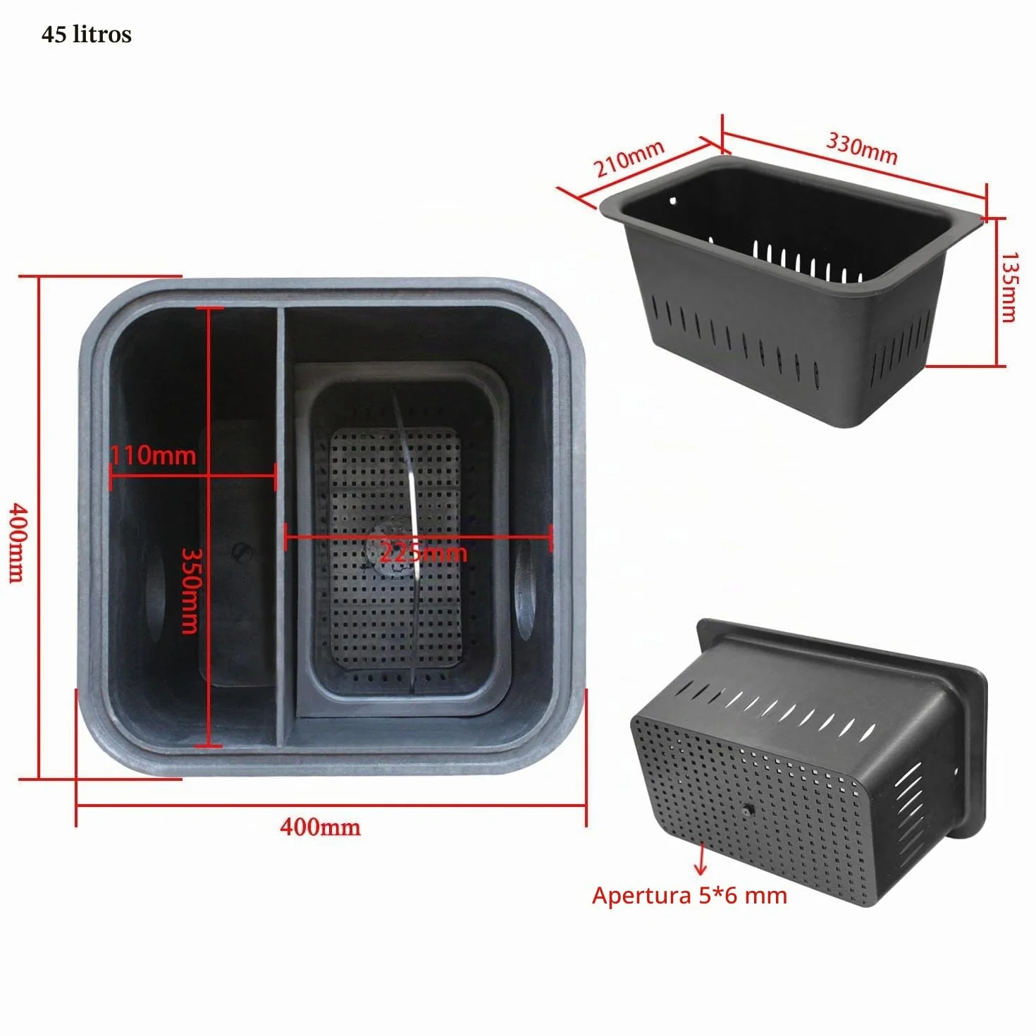 Trampa grasa HDPE separador de grasas bajo fregadero cocina interceptor de grasa restaurantes gastronomía (45 Litros)