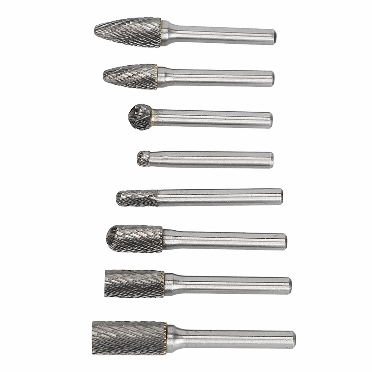 Garosa Juego de Fresas de Carburo Juego de Fresas Rotativas de Acero de Tungsteno 8 Piezas de de Doble Corte para Metal Tallado en Madera Pulido Fresado Desbarbado para Usuarios de Amoladoras