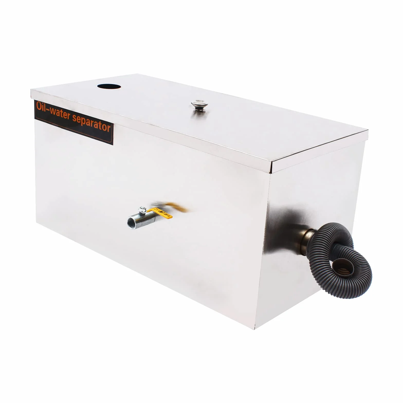 Separador de grasa para aguas residuales, de acero inoxidable, comercial, separador de grasa, filtro de grasa de cocina, con cesta de filtro y válvula de drenaje de aceite, 0,8 m3/h, 60x30x30cm