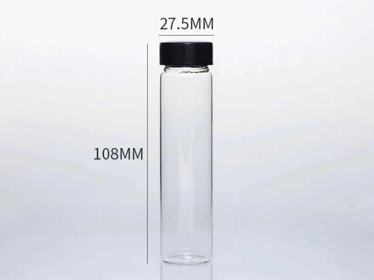 Yinxi Botellas de Muestra de Vidrio Transparente de 3 ml a 60 ml con tapón de Rosca de plástico Negro, Botella de Aceite Esencial para Uso en Laboratorio (Size : 50ml 50pcs)