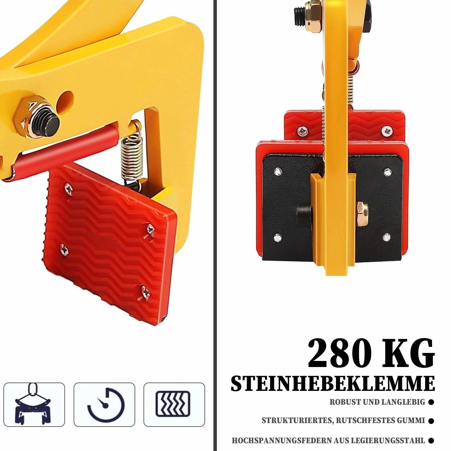 Alicates de desplazamiento, 280 kg, con apertura ajustable, 8-30 cm de diámetro, pinza para piedra para levantar y transportar piedras