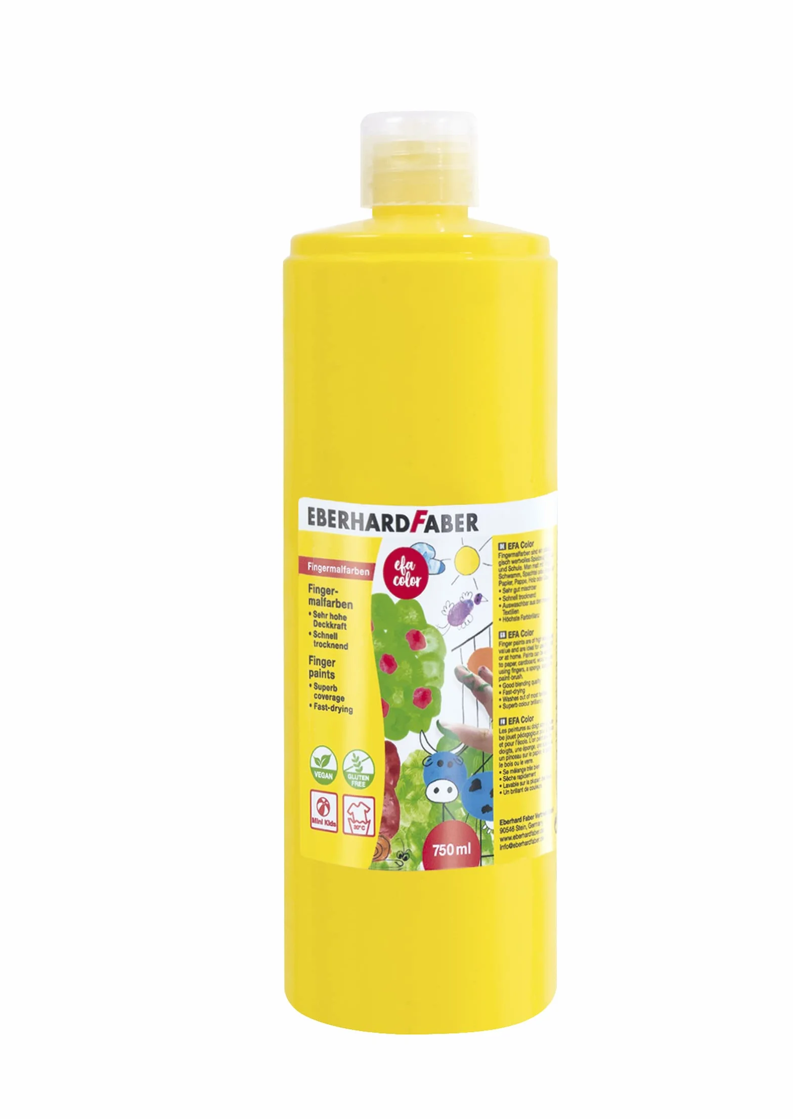 Eberhard Faber Pintura para dedos EFA Colour amarillo cadmio 750 ml secado rápido lavable
