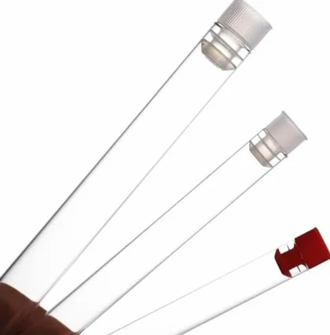 Tubos de ensayo de vidrio de borosilicato con tapón de plástico, resistencia a altas temperaturas, 16 x 160 mm, paquete de 20