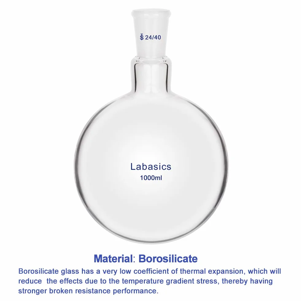 Labasics Cristal Matraz de Fondo Redondo 1000ml Cuello Único 24/40