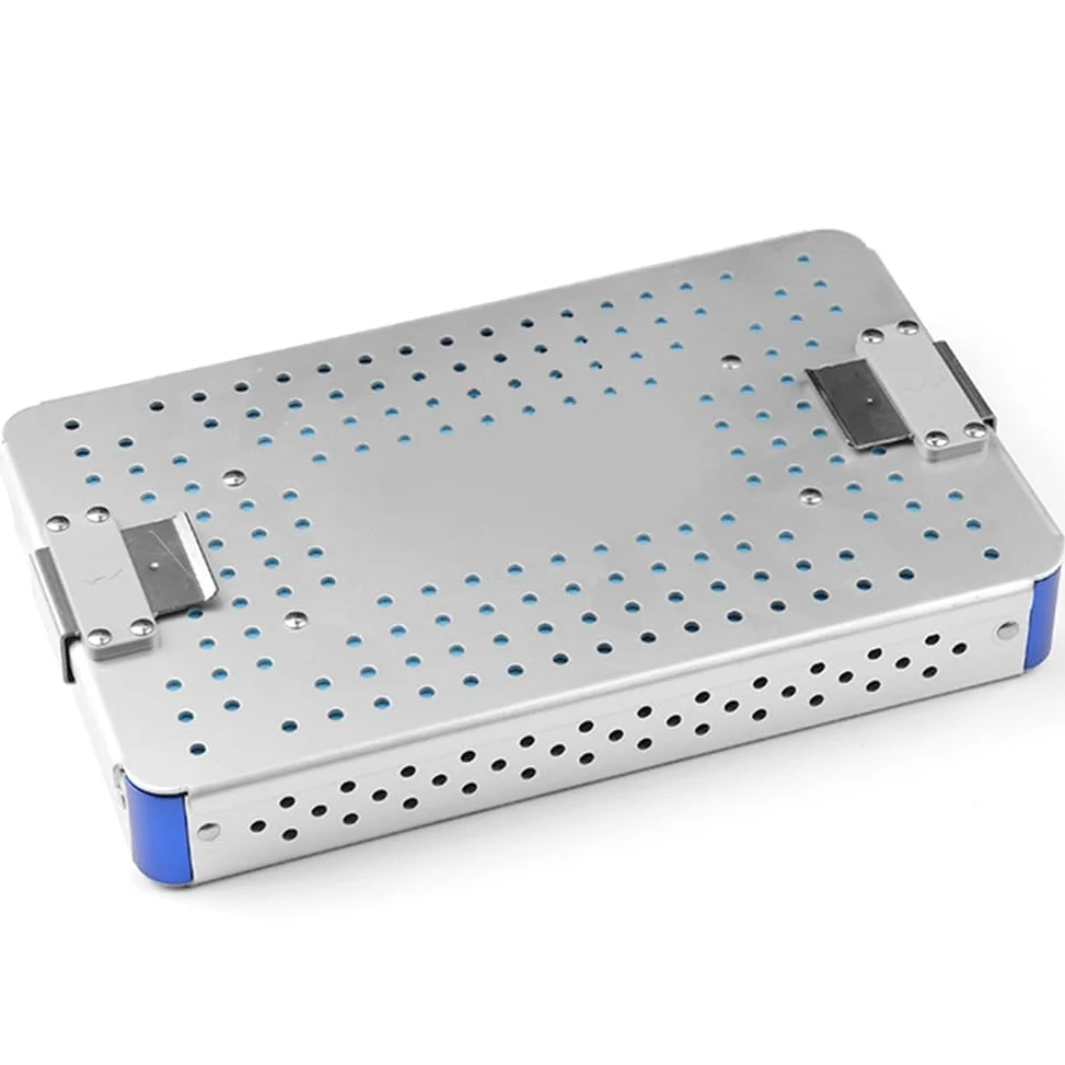 Bandeja de esterilización, Caja de Aluminio para Instrumentos quirúrgicos dentales y oculares con tapete de Silicona, para Instrumentos quirúrgicos médicos dentales 25,5 x 15,5 x 3,5 cm