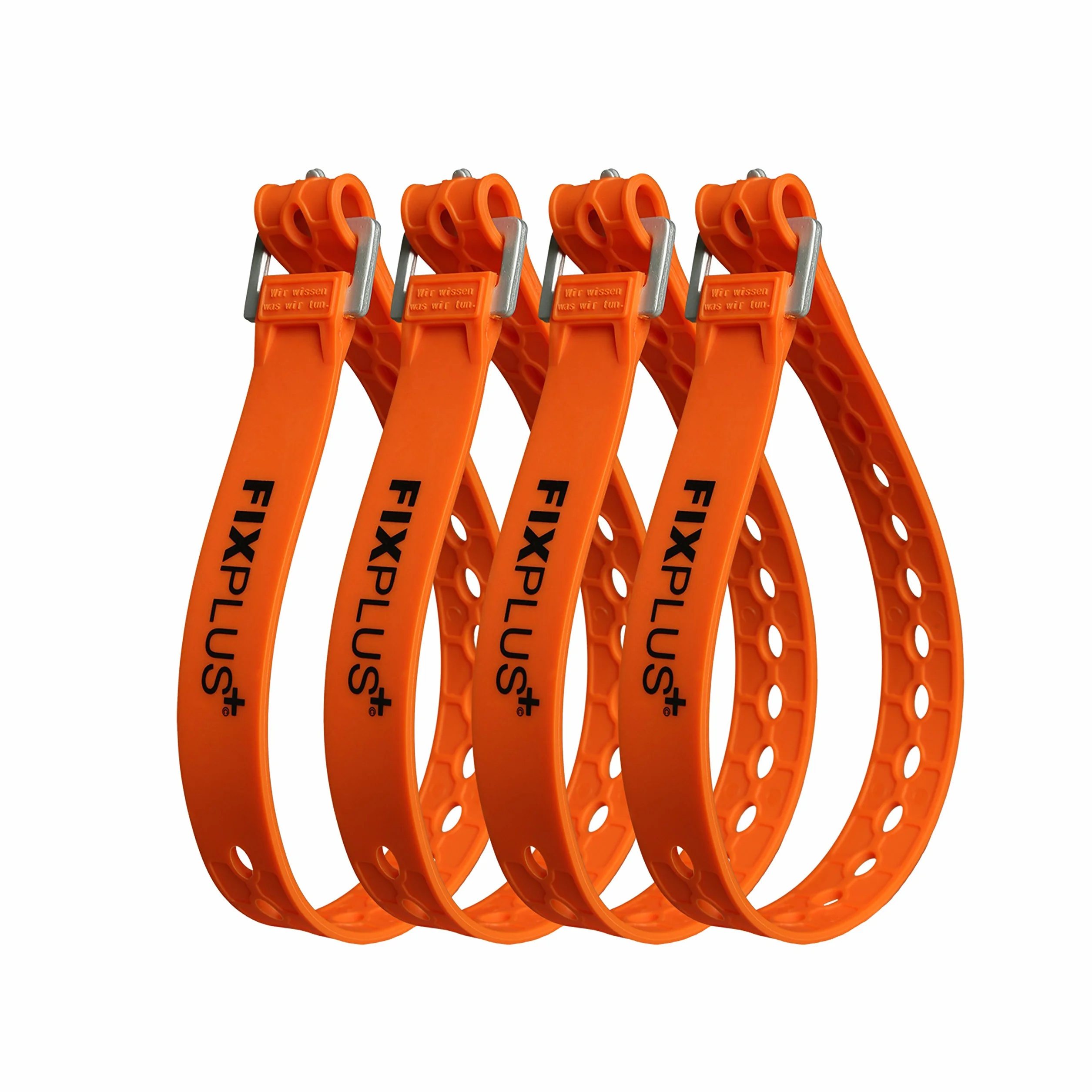 Fixplus Correa de Sujeción 46cm x 2.4cm Paquete de 4 - Hebilla de Aluminio, Plástico Especial, Naranja