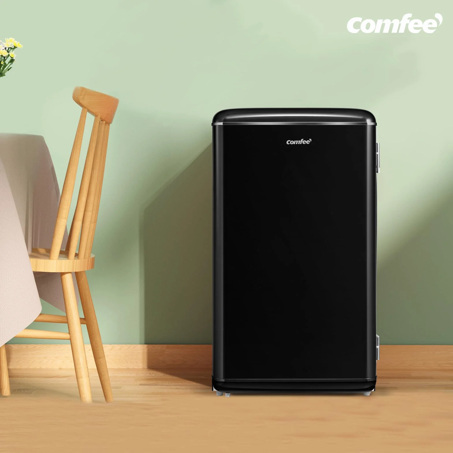 Comfee' RCD93BL2EURT(E) Refrigerador Bajo Encimera 93L Retro Independiente Negro