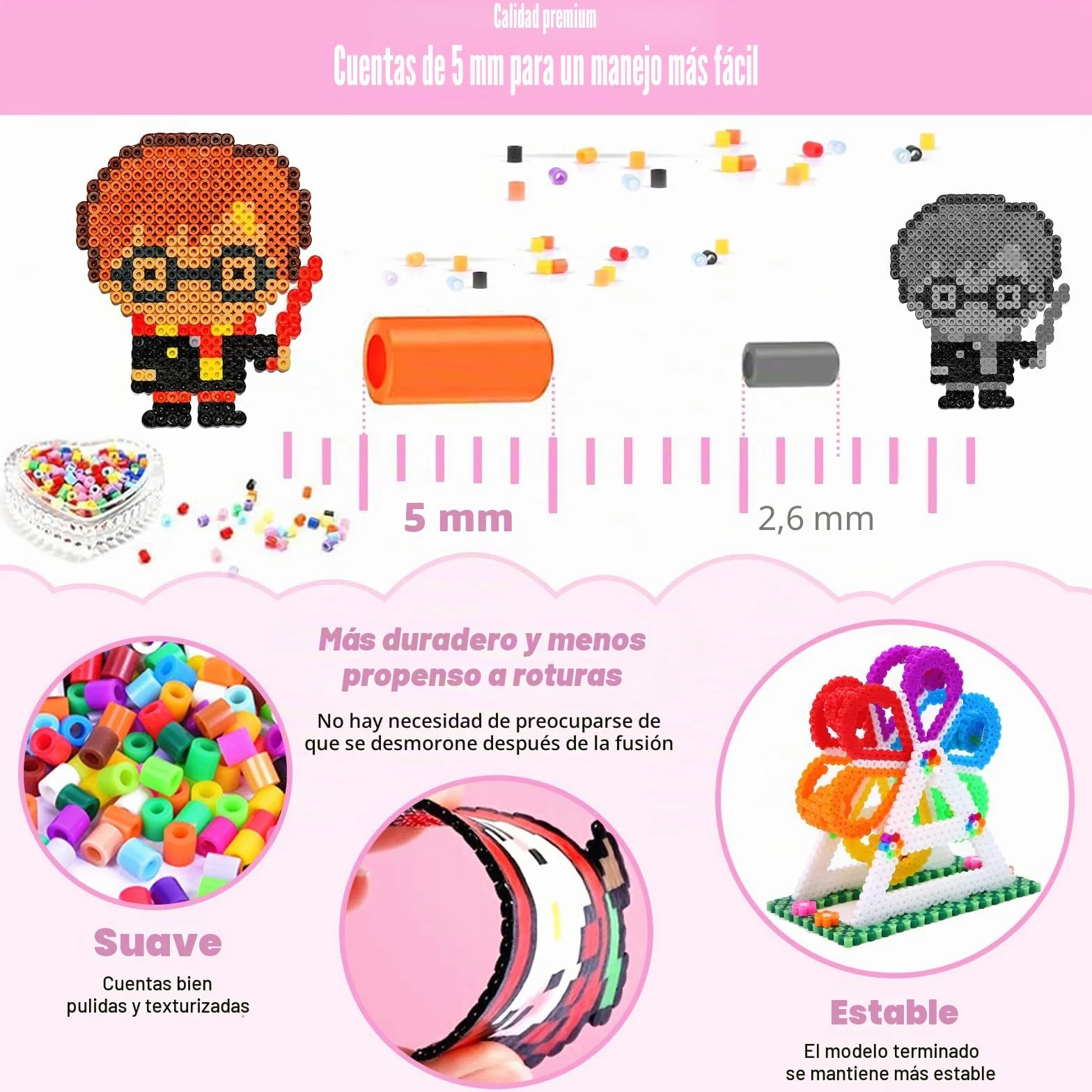 Cuentas Para Planchar 11000 PCS Juego con Papel de Planchado, Plantilla y Caja de Almacenamiento para Manualidades 3D Niños