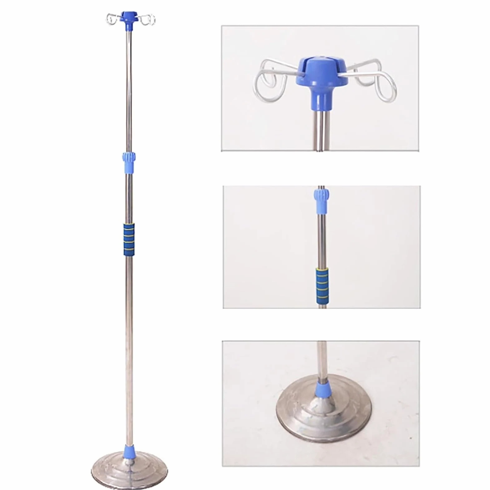 Soporte rodante for portasueros de acero inoxidable resistente portabotellas | Soporte for bolsa intravenosa de 4 puntas y altura ajustable 5 ruedas giratorias