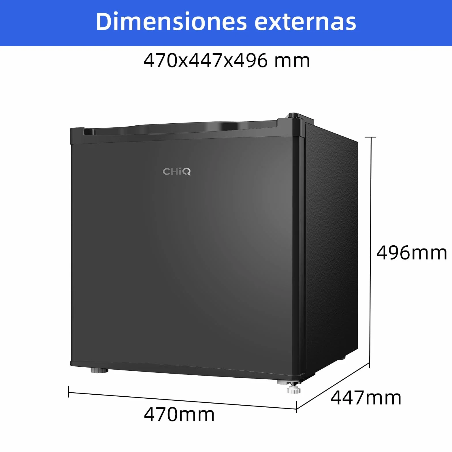 CHIQ Frigorífico Minibar 46L Compresor Incorporado Botellero Congelador Puerta Reversible Negro