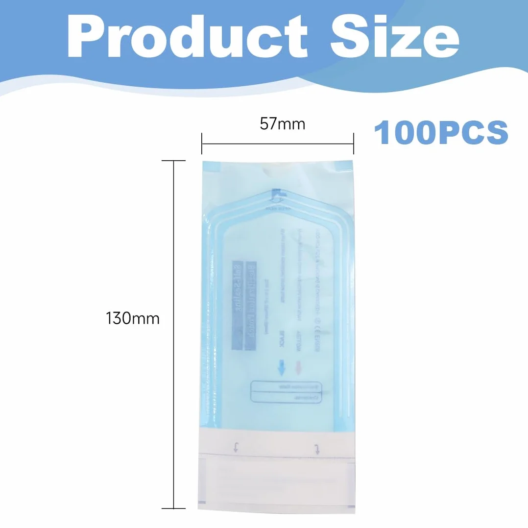 YUZNA 100 unidades bolsas desechables con cierre autoadhesivo autosellante para herramientas dentales tatuajes manicura compatible autoclave 5.7 x 13 cm