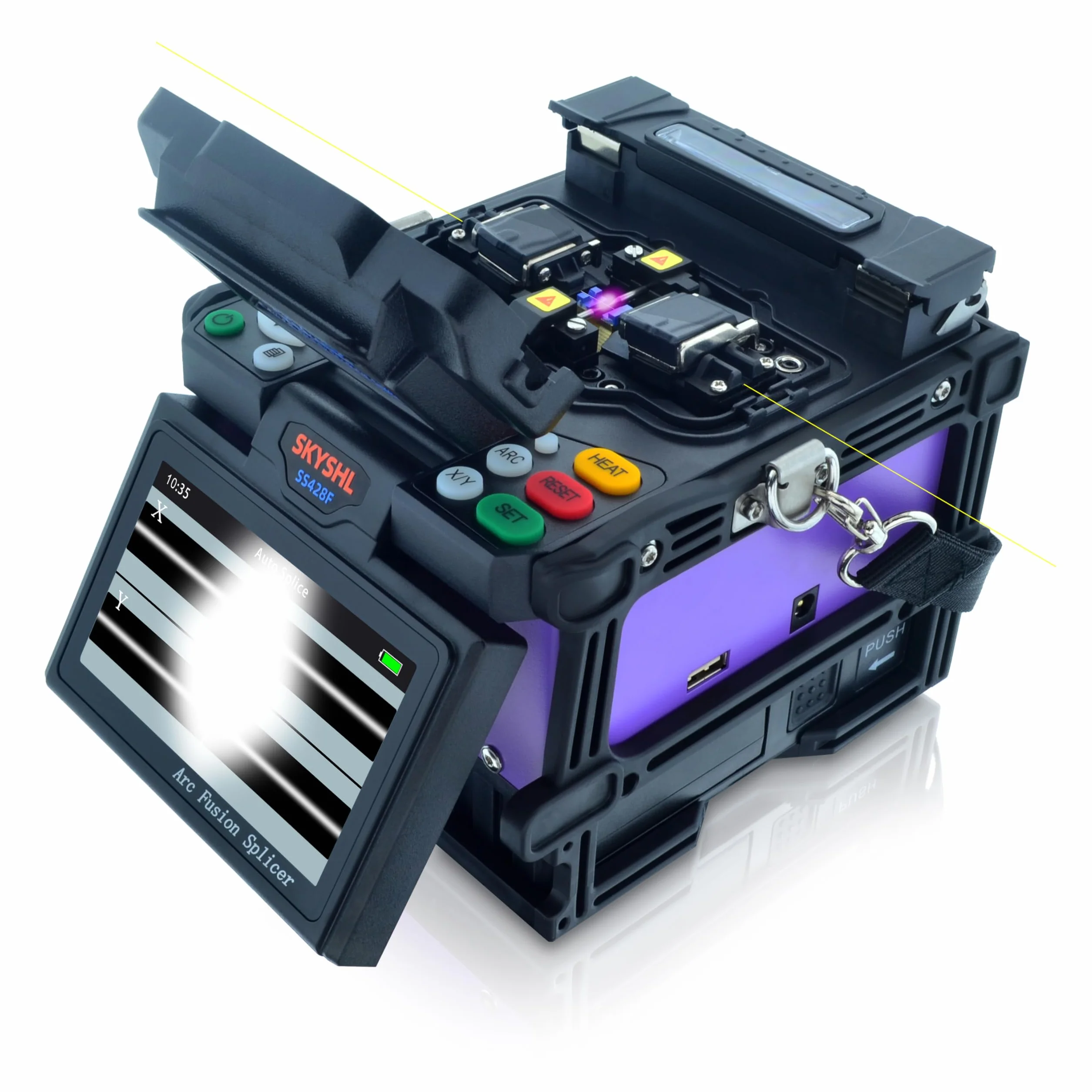 Fusionadora de Fibra Óptica Pantalla Táctil 4,3 Pulgadas SS428F-511 FTTH SM MM DS NZ DS con Electrodos y Cargador