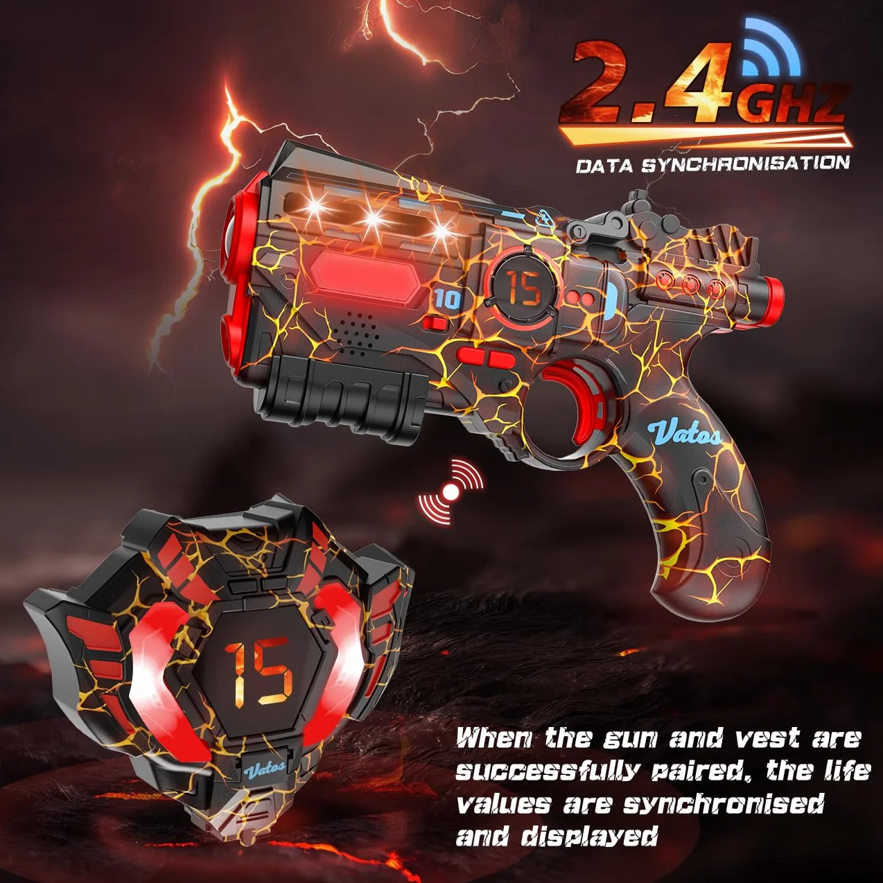 VATOS Recargable Laser Tag Set 4 Jugadores 2.4GHz Pistola Chaleco