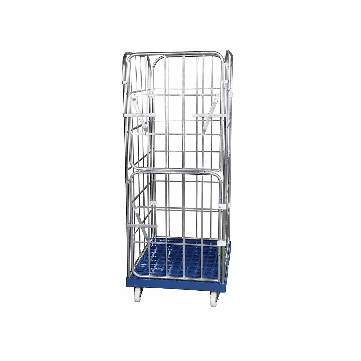 Contenedor rodante con tablero rodante de plástico, por 4 lados, A x P 724 x 815 mm, pared frontal de una sola pieza, altura útil 1650 mm.