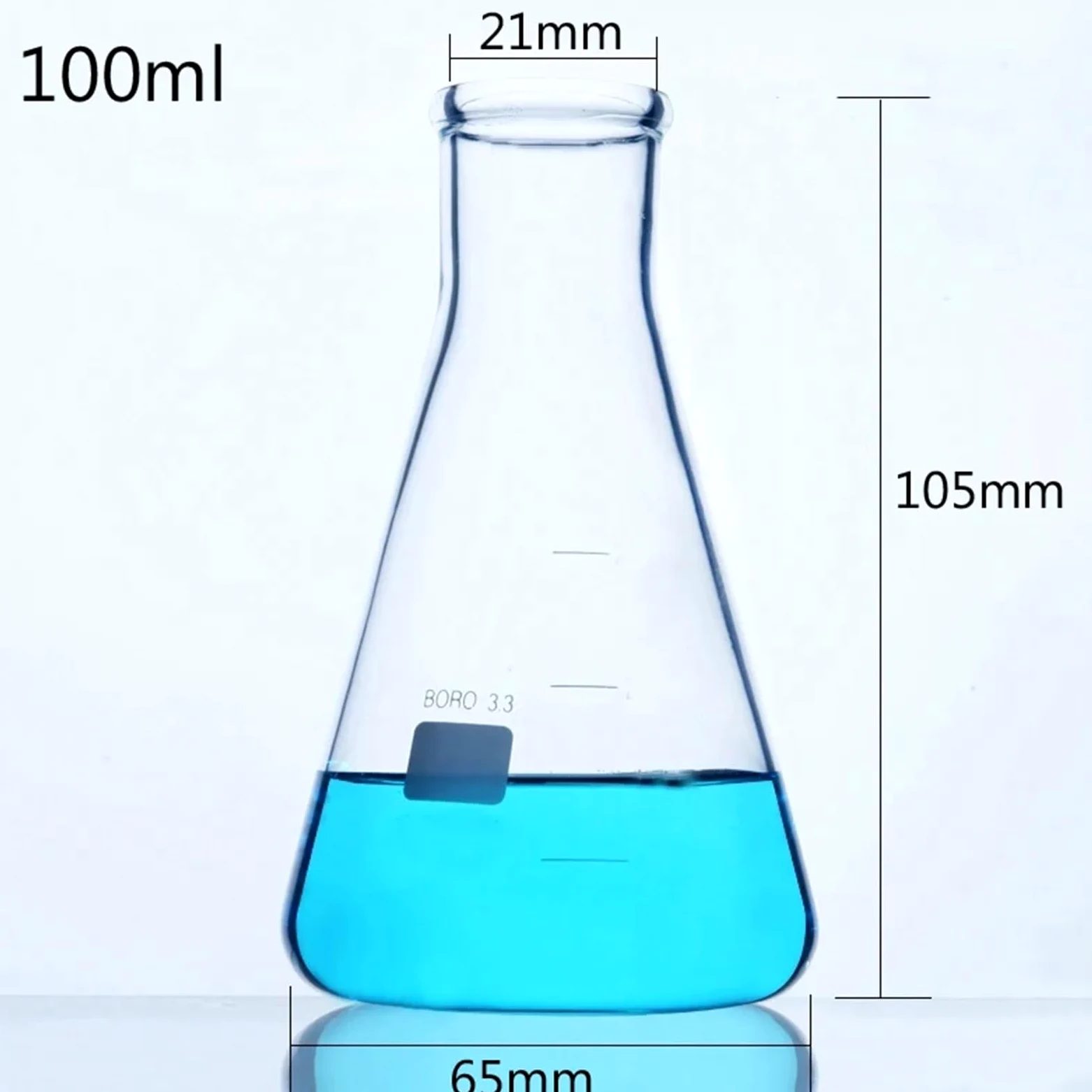 10 unids/lote 100mL matraz cónico de vidrio química matraz Erlenmeyer borosilicato equipo de laboratorio de resistencia a altas temperaturas(100ml with cap 10pcs)