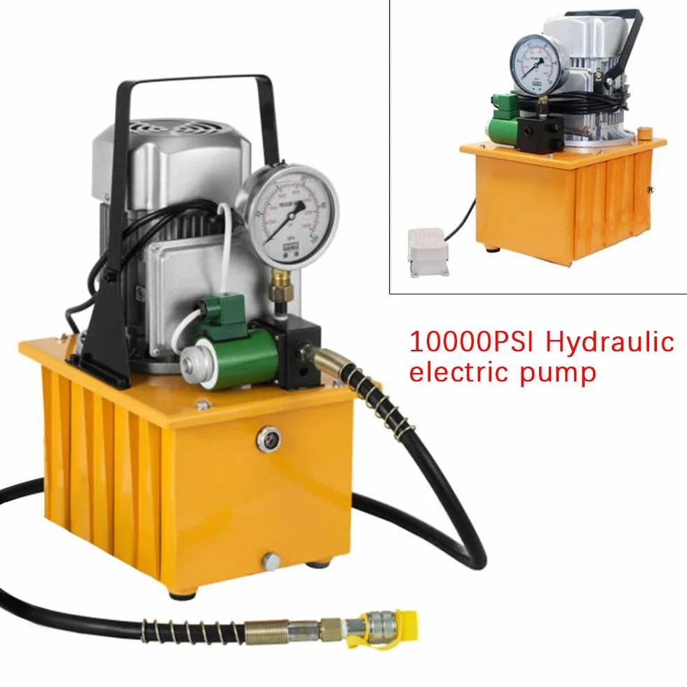 Bomba hidráulica eléctrica de 750 W, control de pedal, 1400 rpm, bomba electrohidráulica de acción única 2-70 Mpa, unidad hidráulica de 1,54 Gal para doblar/enderezar/montar, enchufe de la