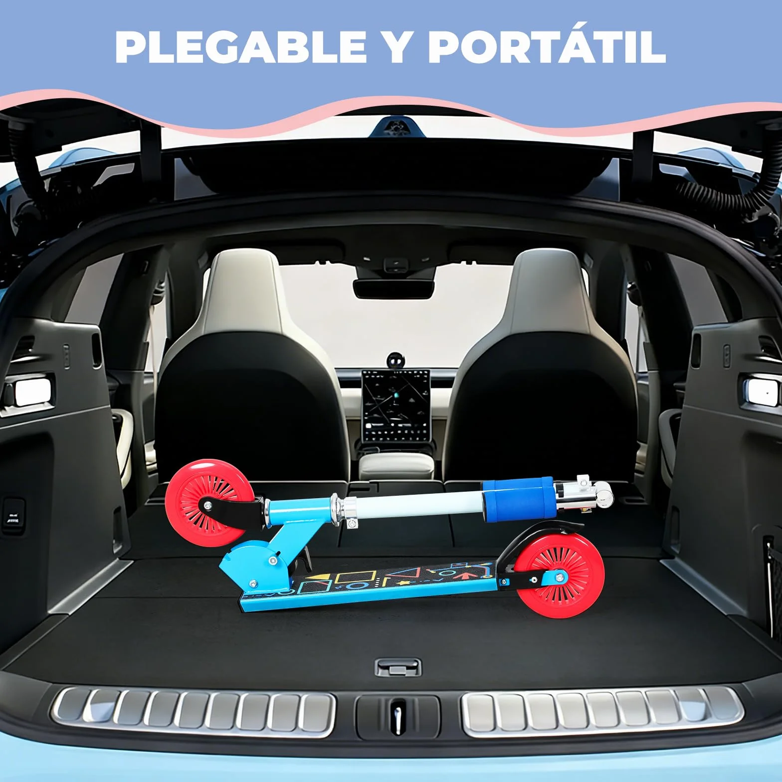 Patinete Scooter Plegable para Niños 4-6 Años, Manillar Ajustable 72-82cm, 2 Ruedas, Freno Posterior, 50kg