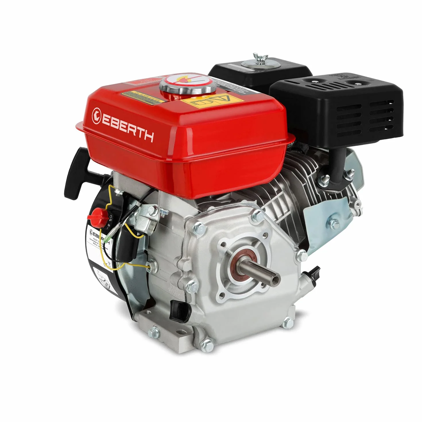 EBERTH Motor de gasolina 6,5CV, motor de gasolina de 4 tiempos con eje Ø 19,05mm, motor de kart con fusible de nivel de aceite, 1 cilindro, 196cc, arranque a tracción, refrigeración por aire