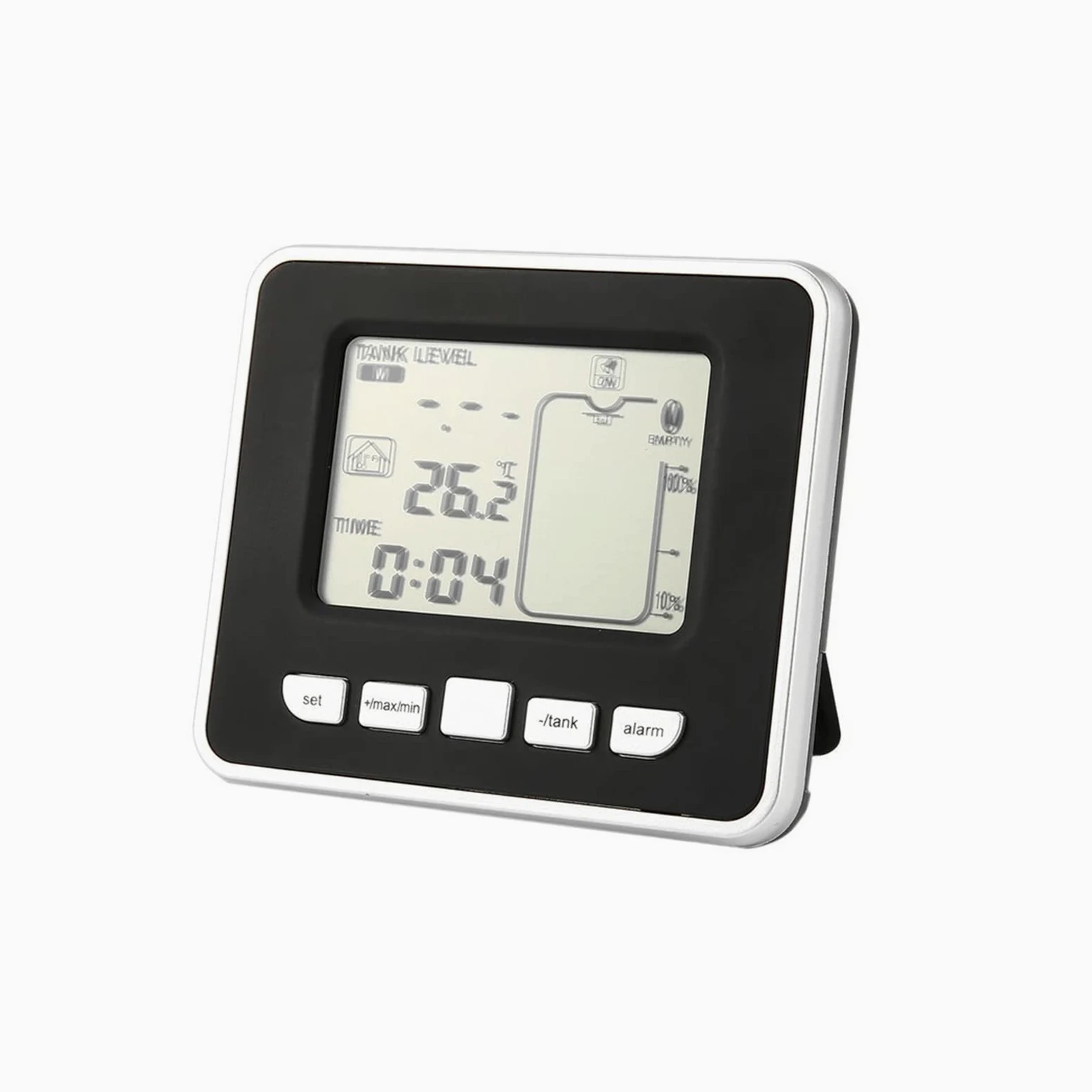 Medidor de nivel de agua, Sensor de medidor de nivel de profundidad líquida de tanque de agua inalámbrico ultrasónico con pantalla de temperatura con pantalla LED de 3,3 pulgadas