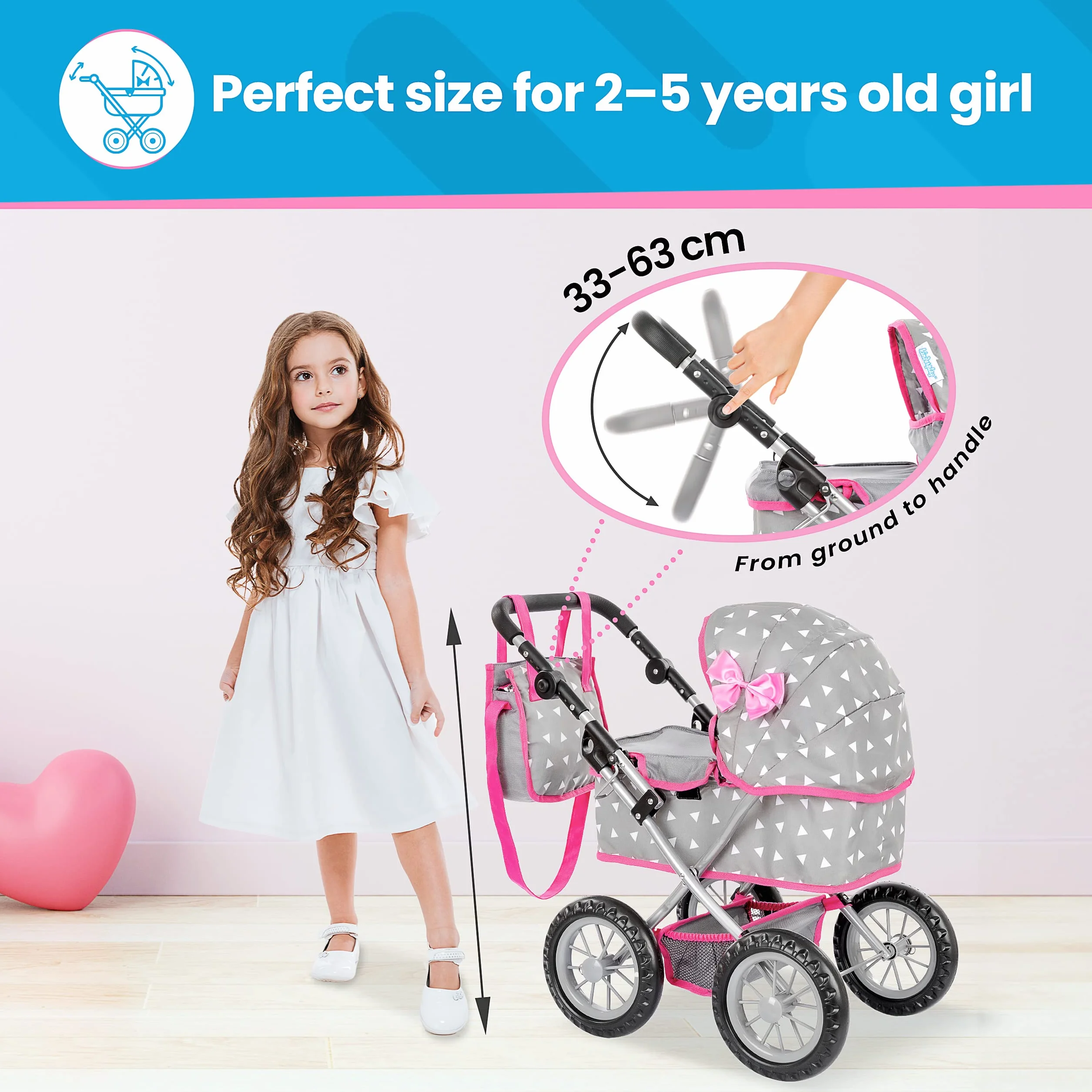 Kinderplay Cochecito para Muñecas Carrito Bebe Juguetes