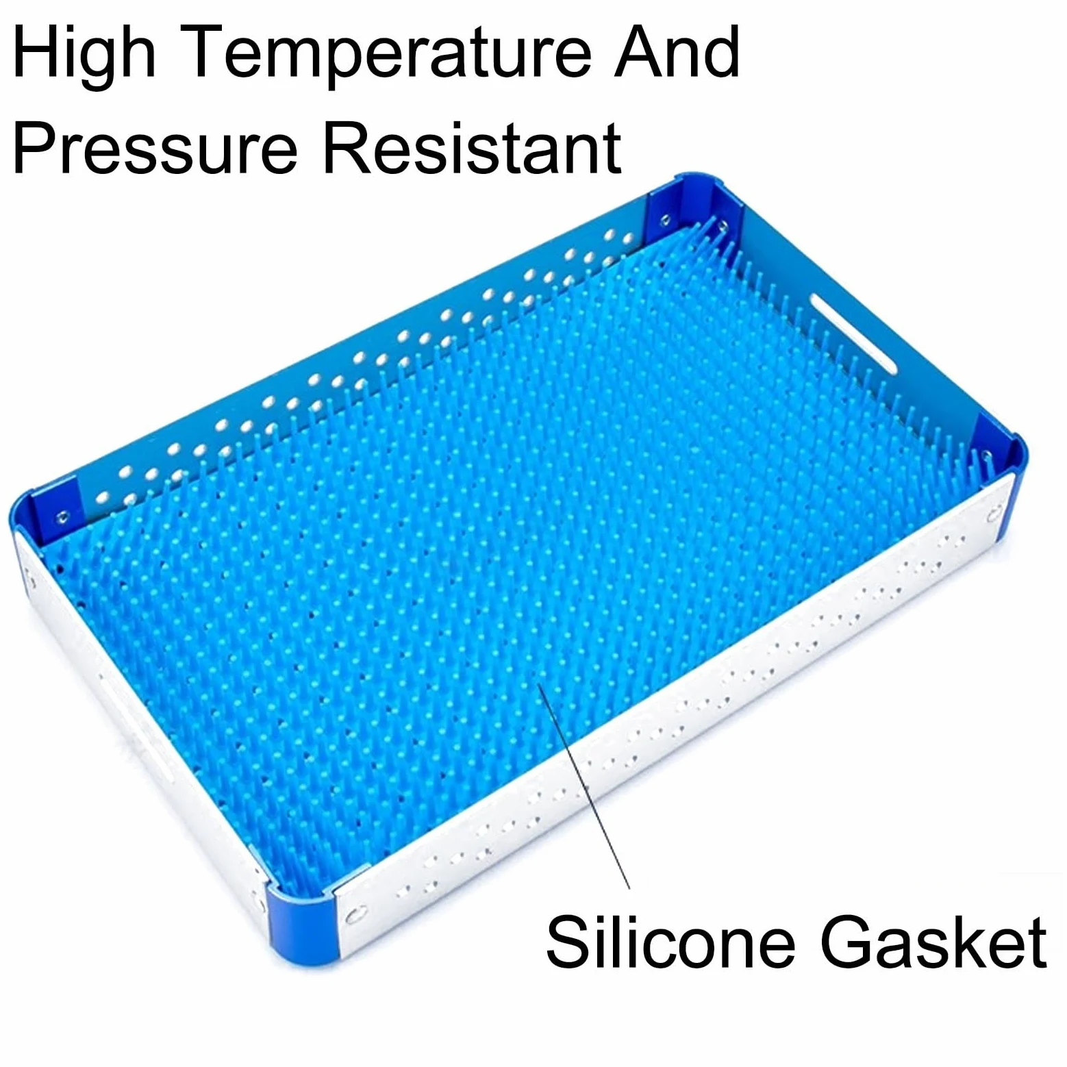 Caja de esterilización de instrumentos de aleación de aluminio, bandejas dentales con almohadilla de silicona, resistente a altas temperaturas y presiones
