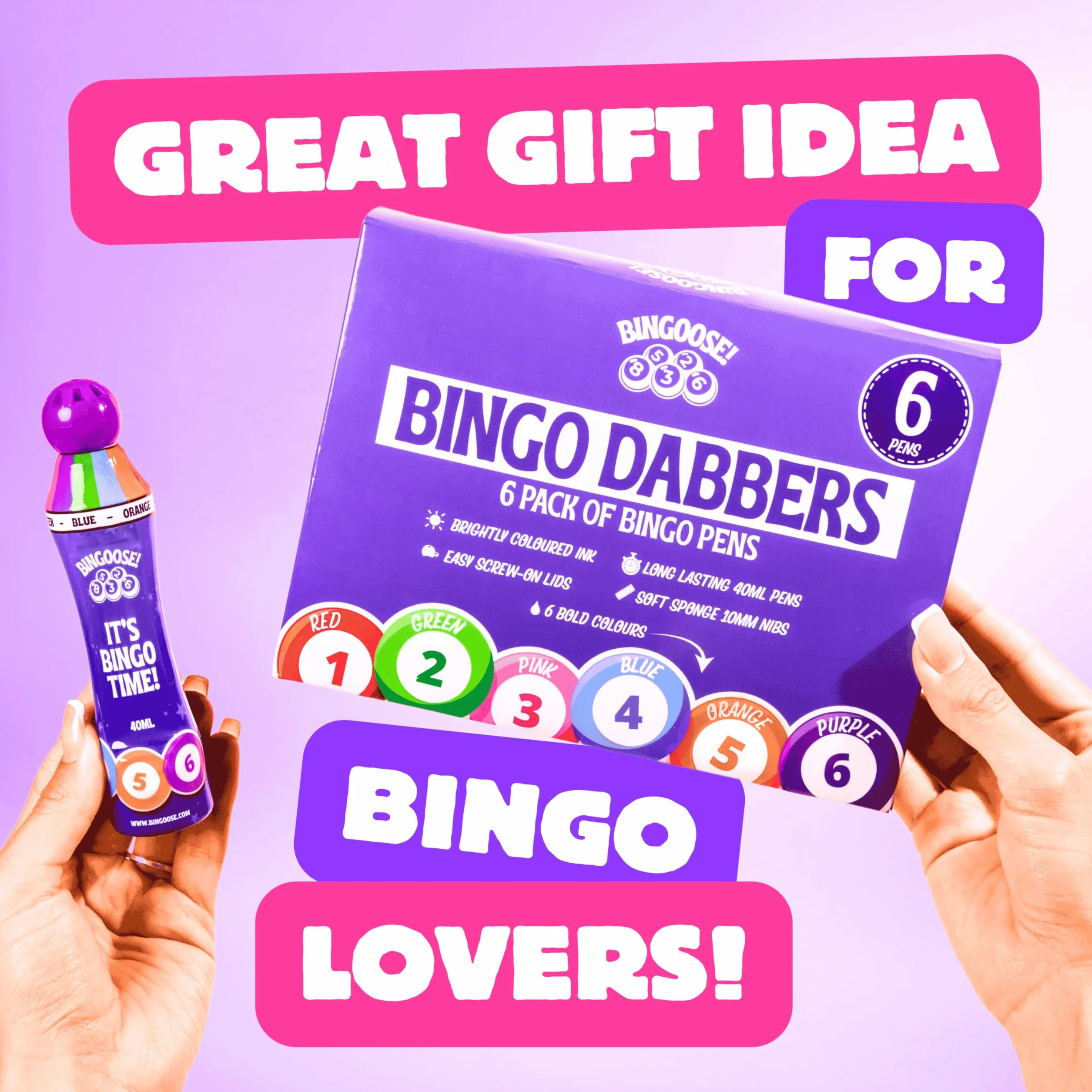 Bingo Dabbers Juego de 6 Bolígrafos de Bingo Punta de Esponja Marcadores Brillantes