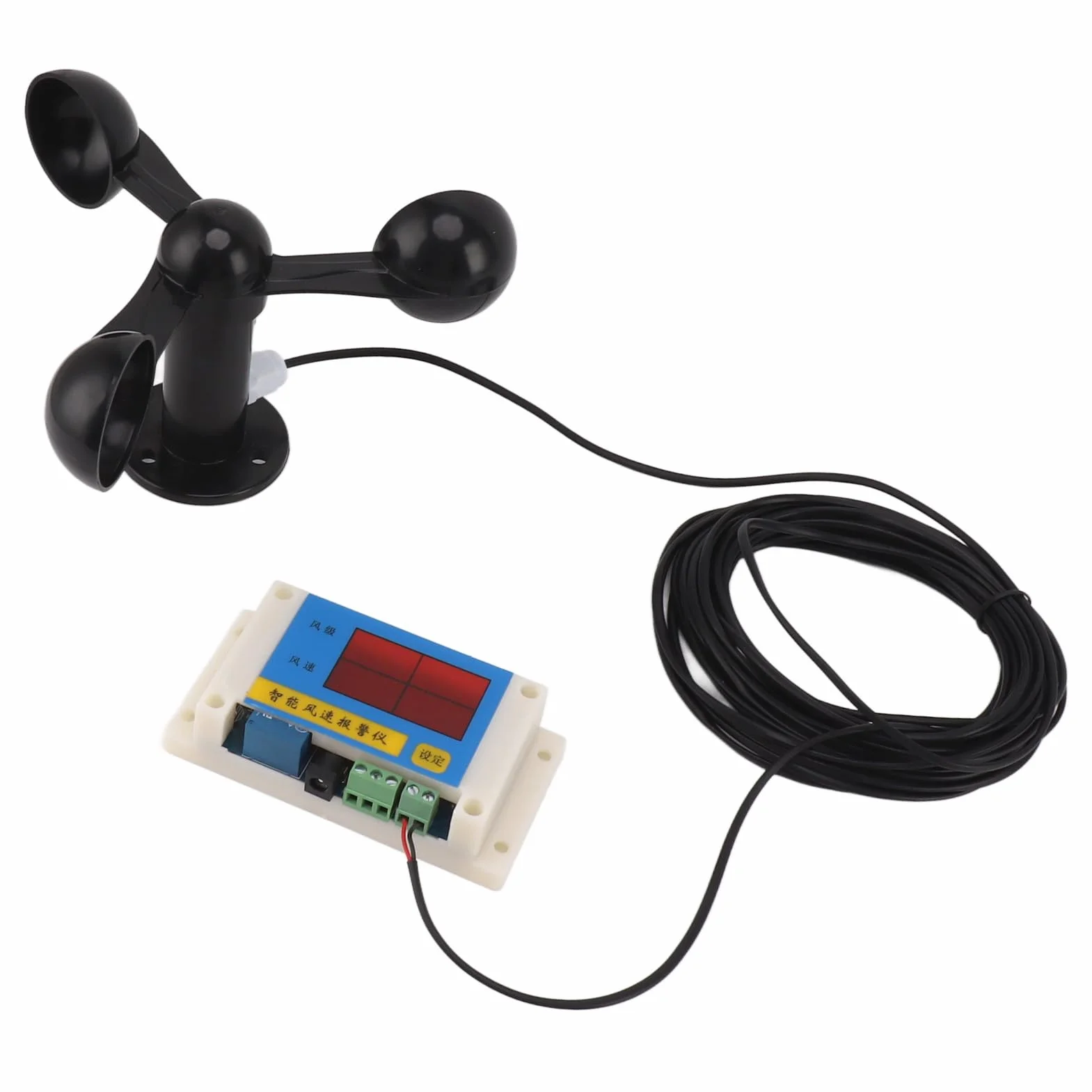 Anemómetro digital con sensor de velocidad del viento y alarma impermeable USB 5V para exteriores