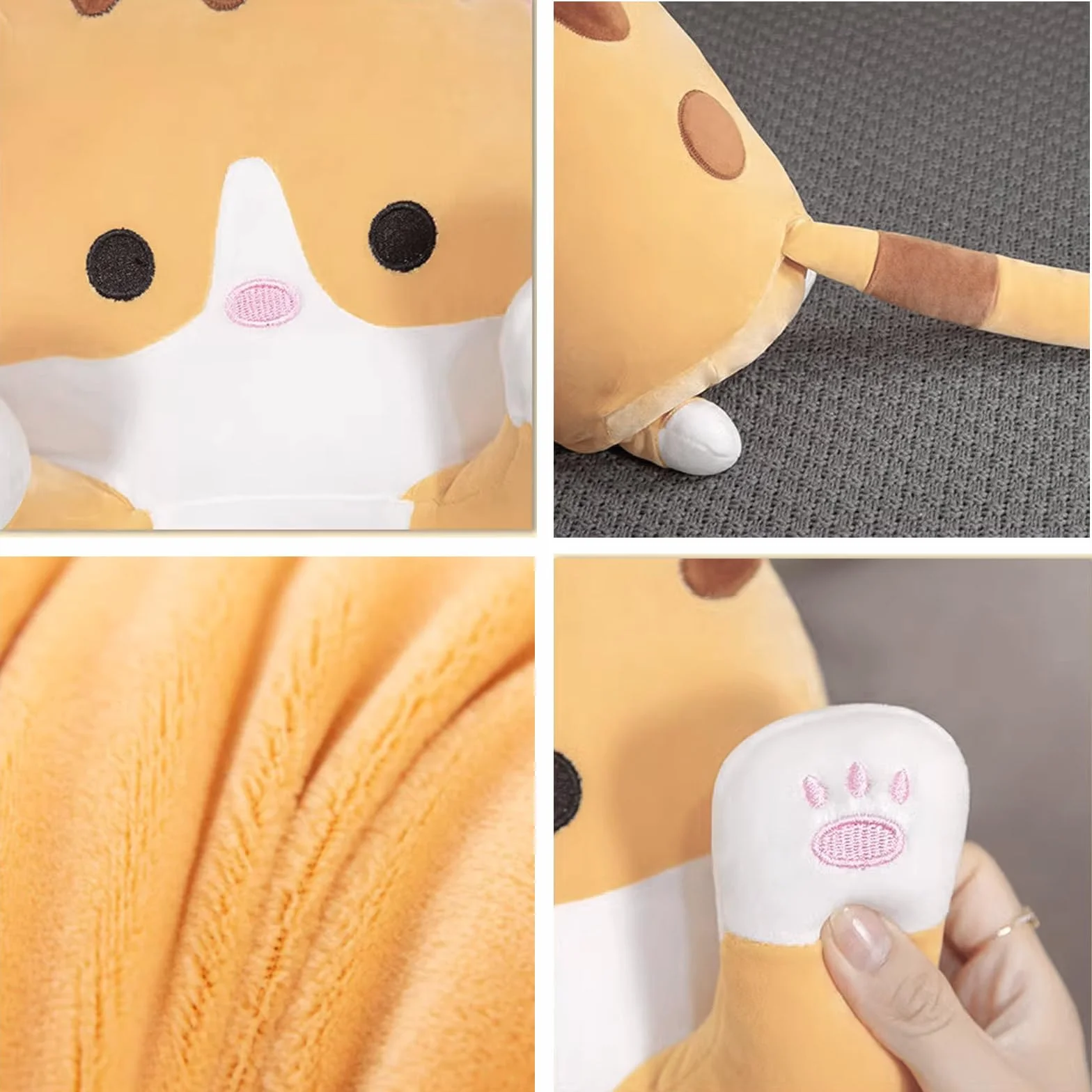 Almohada Gato Largo de Peluche Suave Gigante 70cm Gris