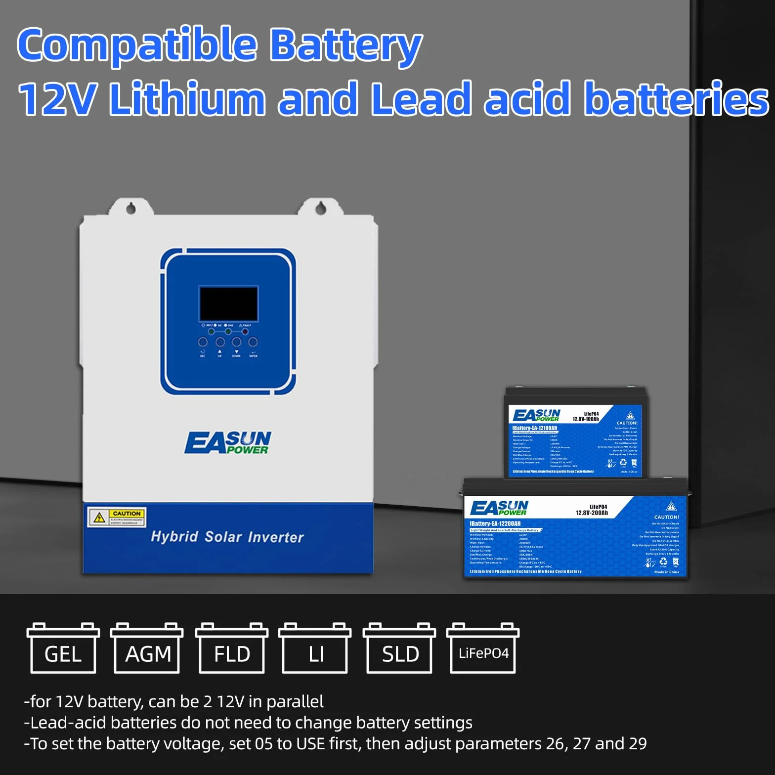 POWLAND Inversor híbrido 2000W, Independiente de Red, CC 12V a CA 230V, PV 900 W 30-160 VDC, para baterías de Plomo y Litio 12 V, con módulo WiFi
