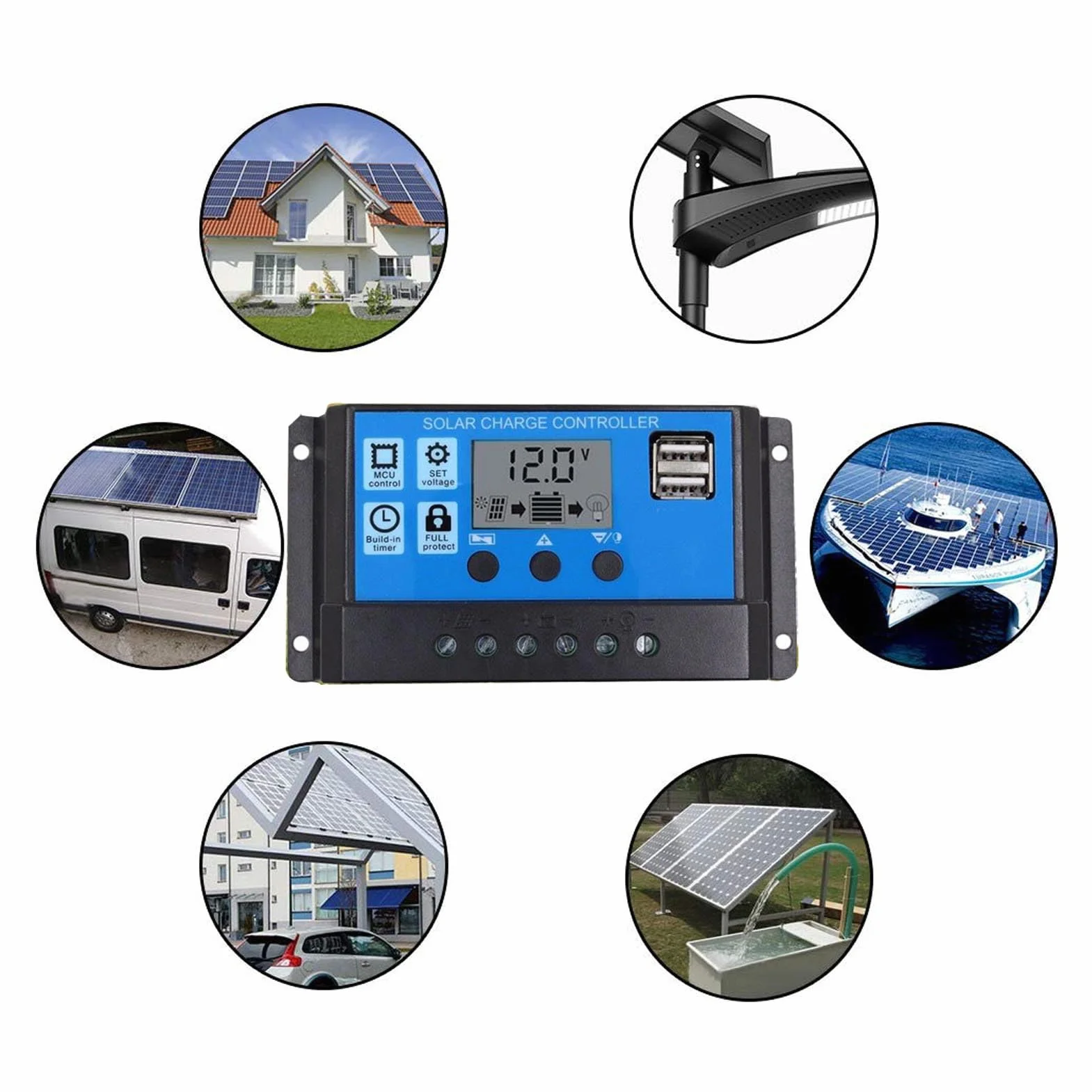 DADEA Kit de Panel Solar, Kit de Sistema Solar Doméstico de 300 W, Inversor de 12 V a 220 V, Panel Solar de 18 W 18 V con Controlador, Sistema de Generador Solar para el Hogar
