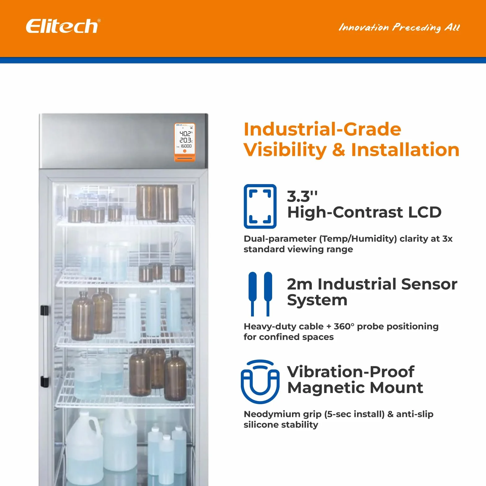 Elitech GSP-6Pro-GLE+THE Registrador de temperatura Bluetooth sensor temperatura humedad 100000 puntos datos certificado calibración