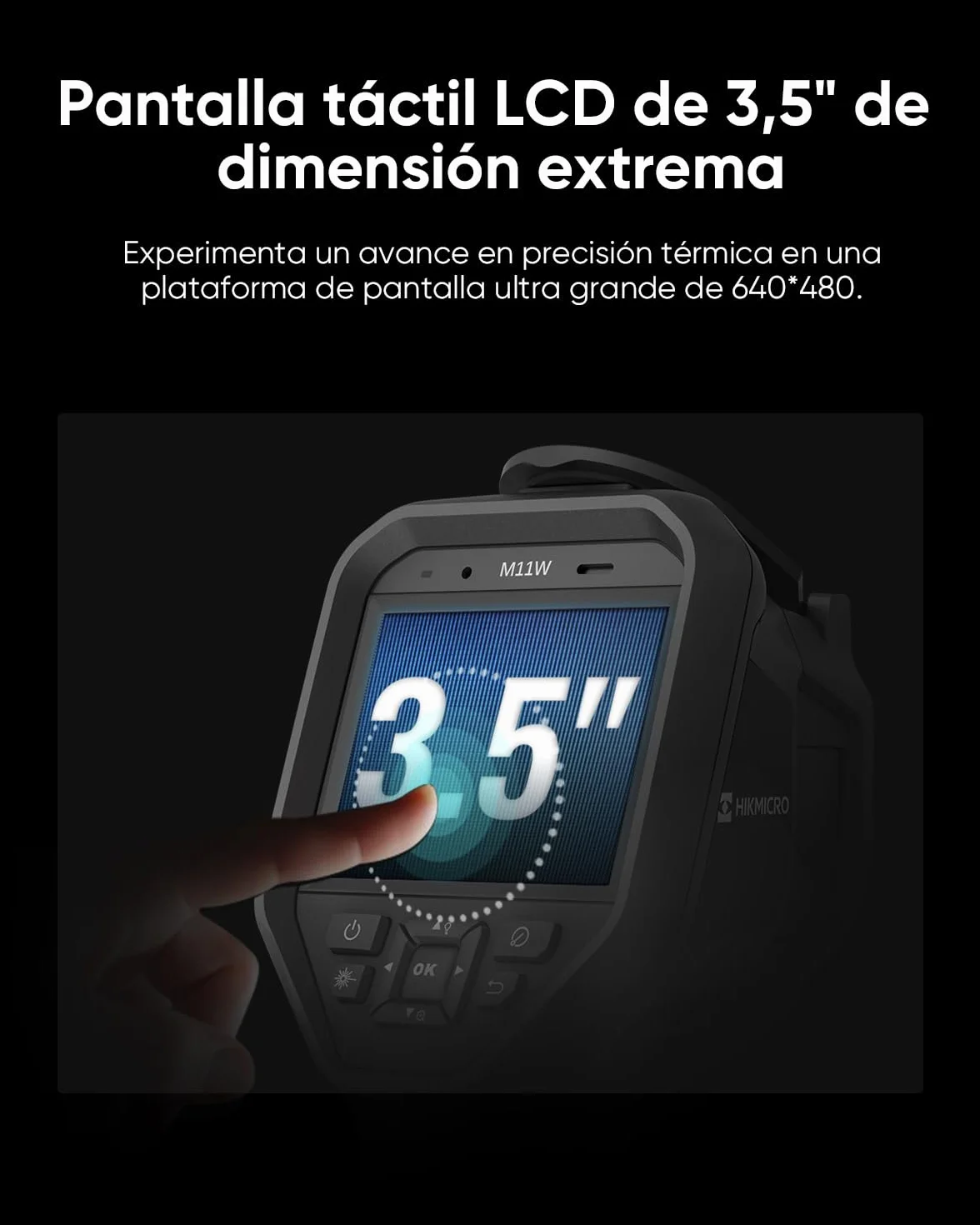 HIKMICRO M11W Cámara Termográfica, SuperIR 384×288 (192×144 nativo), 25 Hz, 8 MP Visual, Pantalla Táctil 3,5", Puntero Láser, Wi-Fi, 2 Baterías 12H