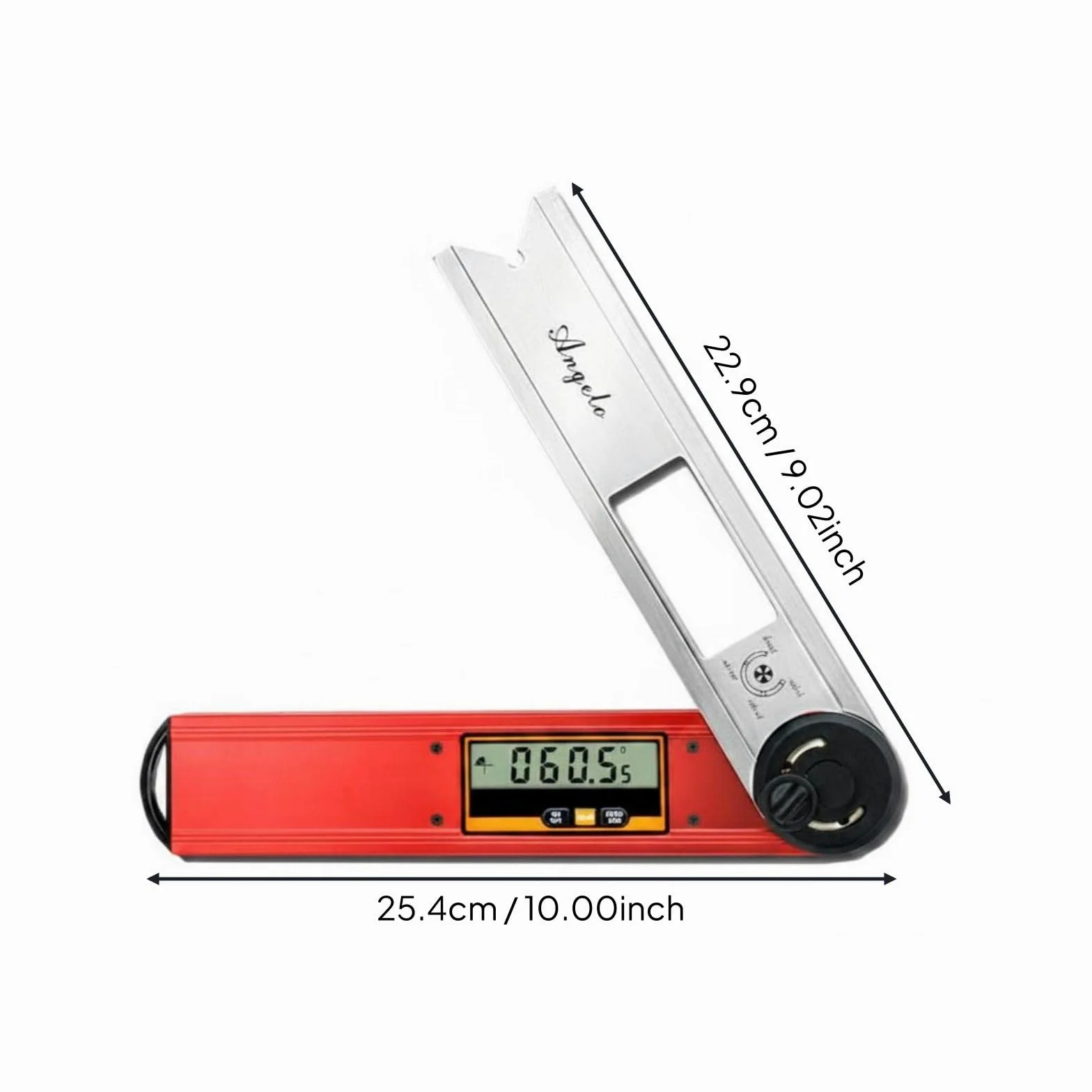 F Fityle Medidor de Ángulo Digital Inclinómetro Goniómetro Regla con Función 360 Grados Niveles de Burbuja y Pantalla Estable Cuerpo de Aluminio Brazo de Acero , Rojo , Ace-360h