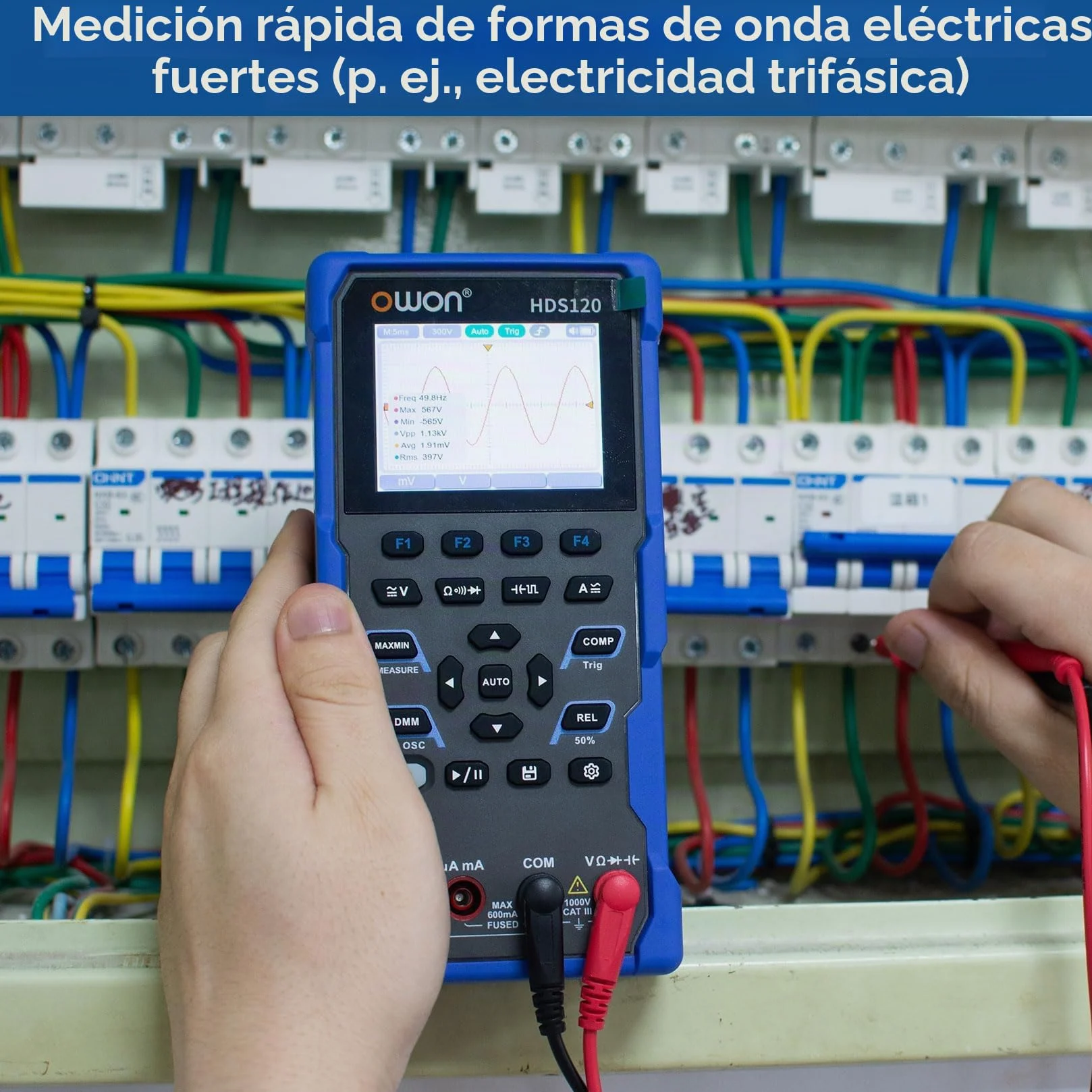 OWON HDS120 Osciloscopio Multímetro 2 en 1 de 1 MHz, multimetro de mano multifunción, multímetro digital de 20.000, pantalla IPS de 2,8 pulgadas, instrumento de prueba universal (multímetro