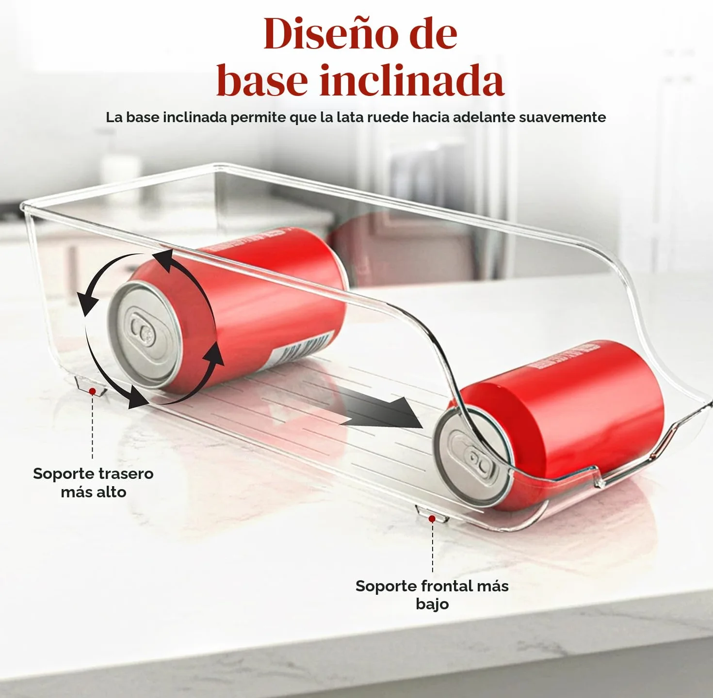 KICHLY Organizador Nevera latas Apilable Ahorra Espacio Dispensador de Latas de Refresco para Despensa Nevera Congelador Lavadero Pack de 2 Claro
