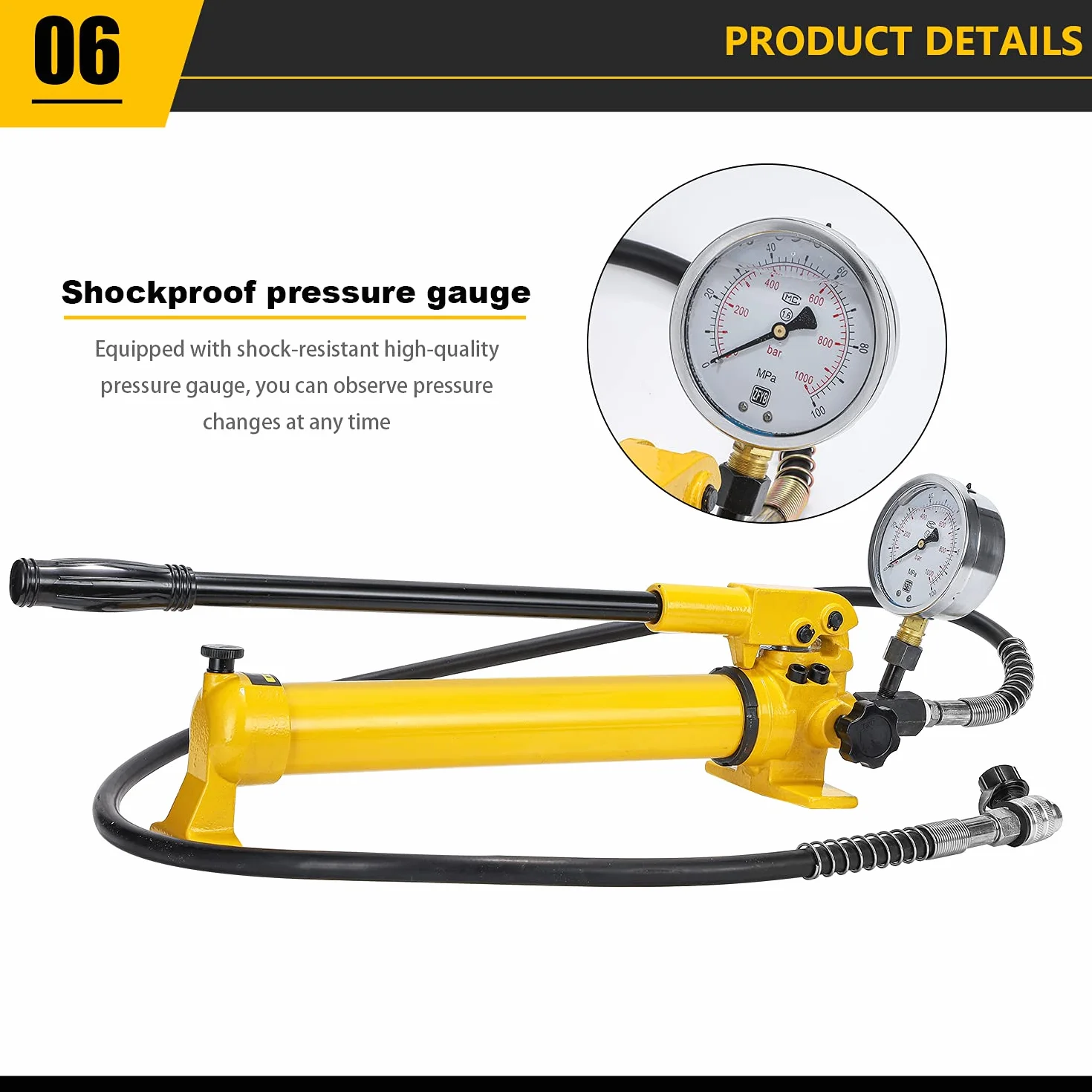 CGOLDENWALL Bomba Hidráulica Manual CP-700 de Alta Presión: 20-700kg/㎝² para Gato Hidráulico, Crimpadora Hidráulica, Herramienta Hidráulica