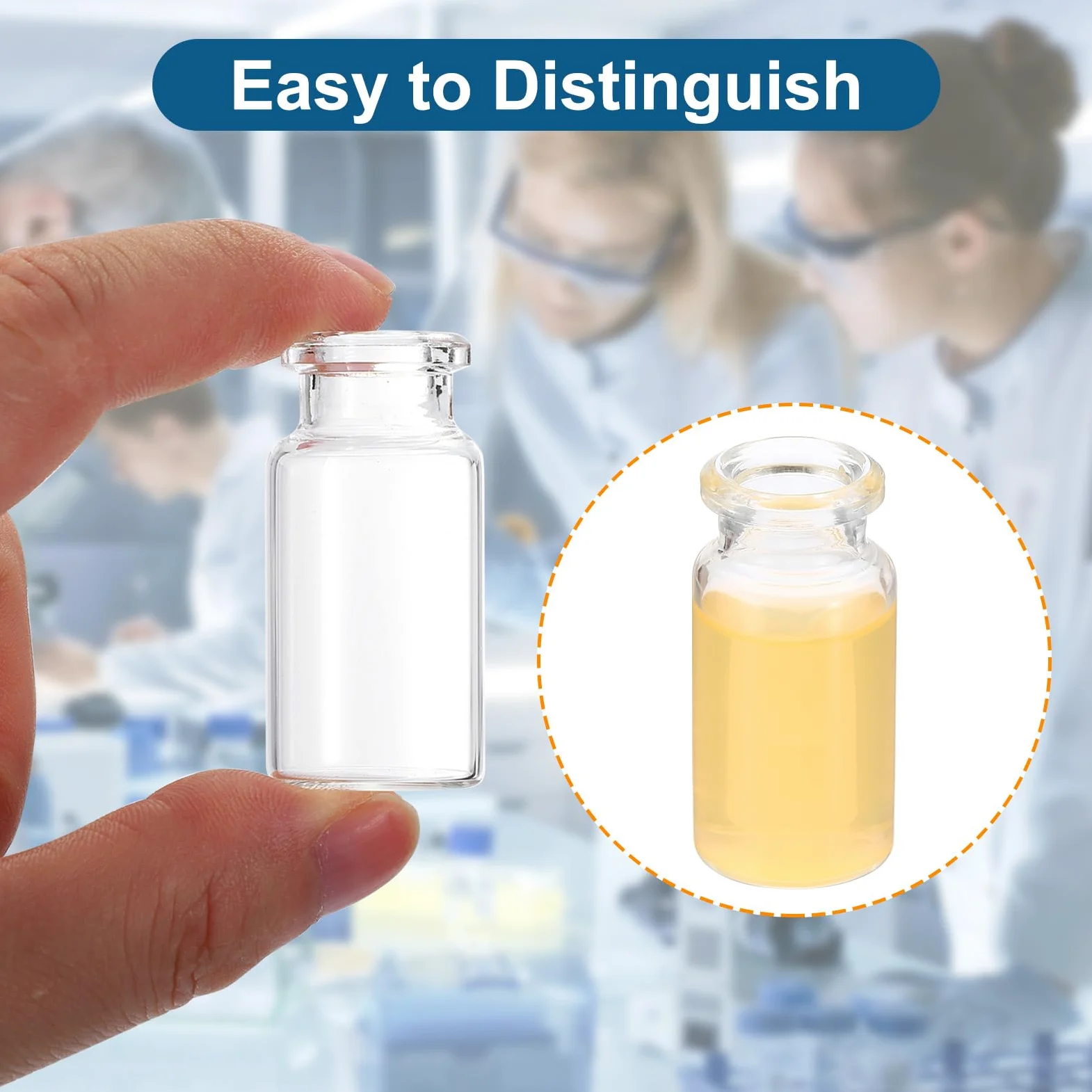 PATIKIL Frascos de Muestra de Espacio de Cabeza de 10 ml, 100 Piezas de Frascos de Vidrio de Borosilicato con Cierre de 20 mm Botellas de Fondo Plano para Laboratorio Científico