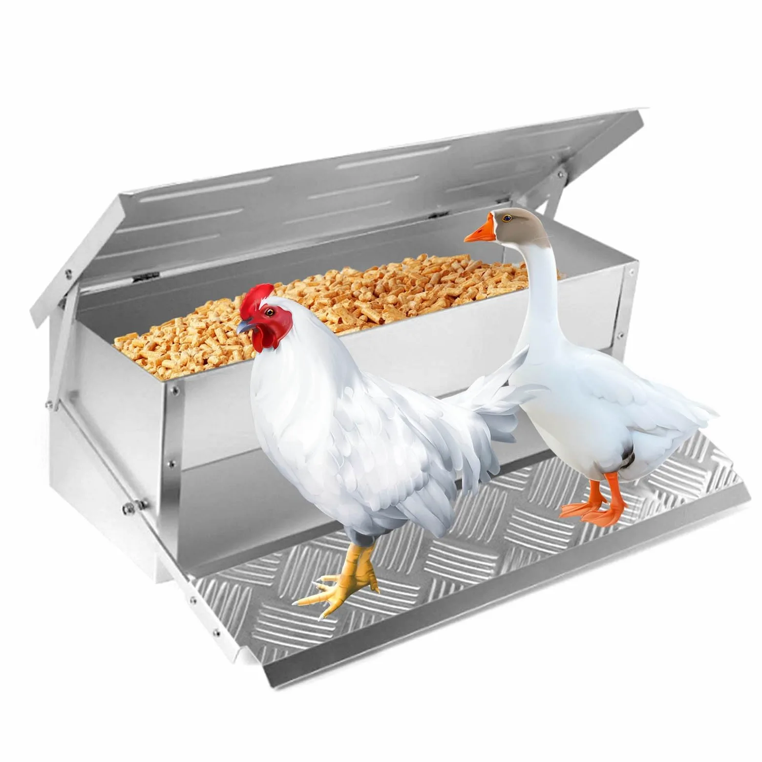Comedero AutomáTico para Gallinas Comedero con Pedal AutomáTico Interruptor de Gravedad Comedero Gallinas Antipajaros FáCil de Limpiar Comederos AutomáTicos de Pollos con Tapa