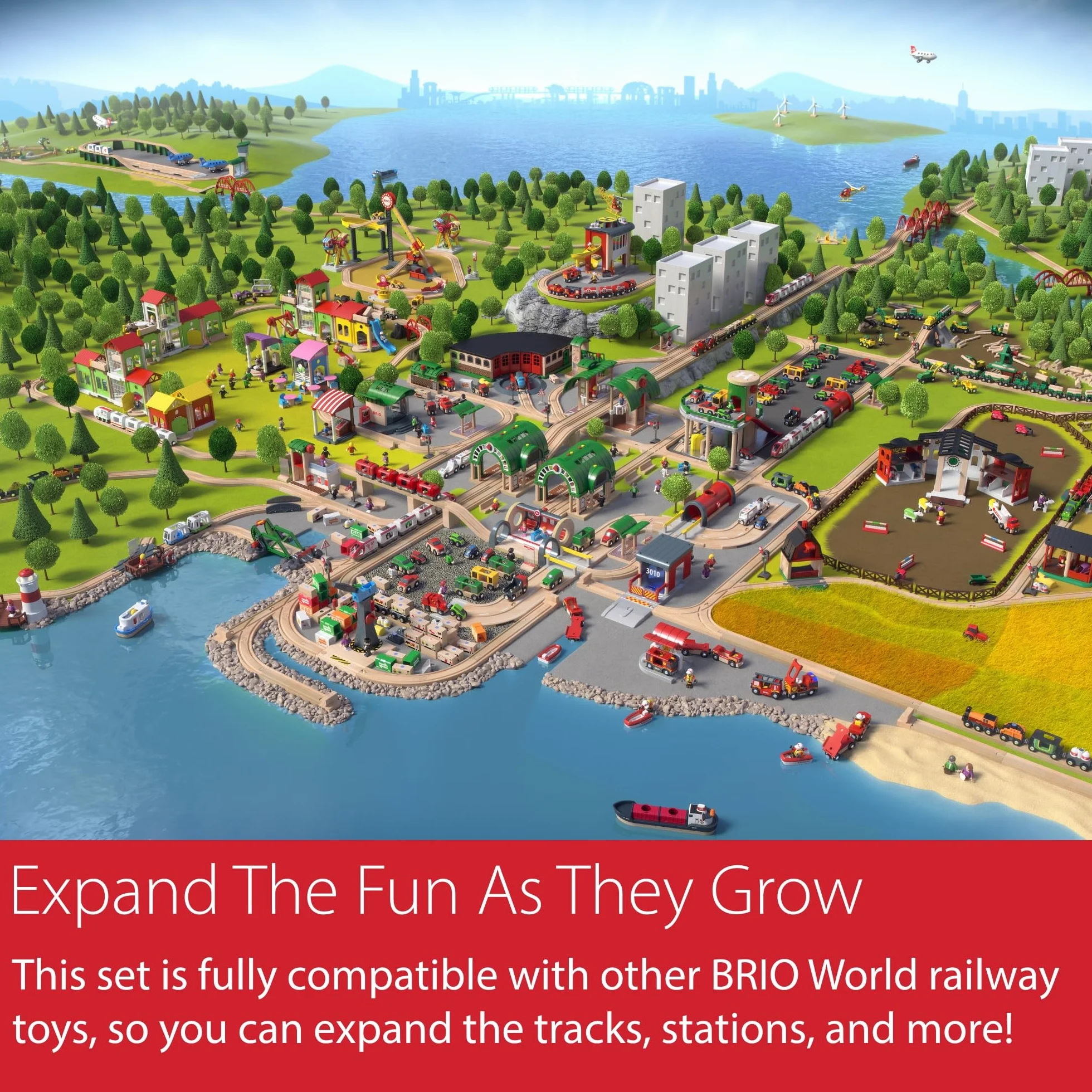 BRIO World Set Almacén Levanta y Carga, Ferrocarriles de Madera, Juguete 32 piezas 3+ Años