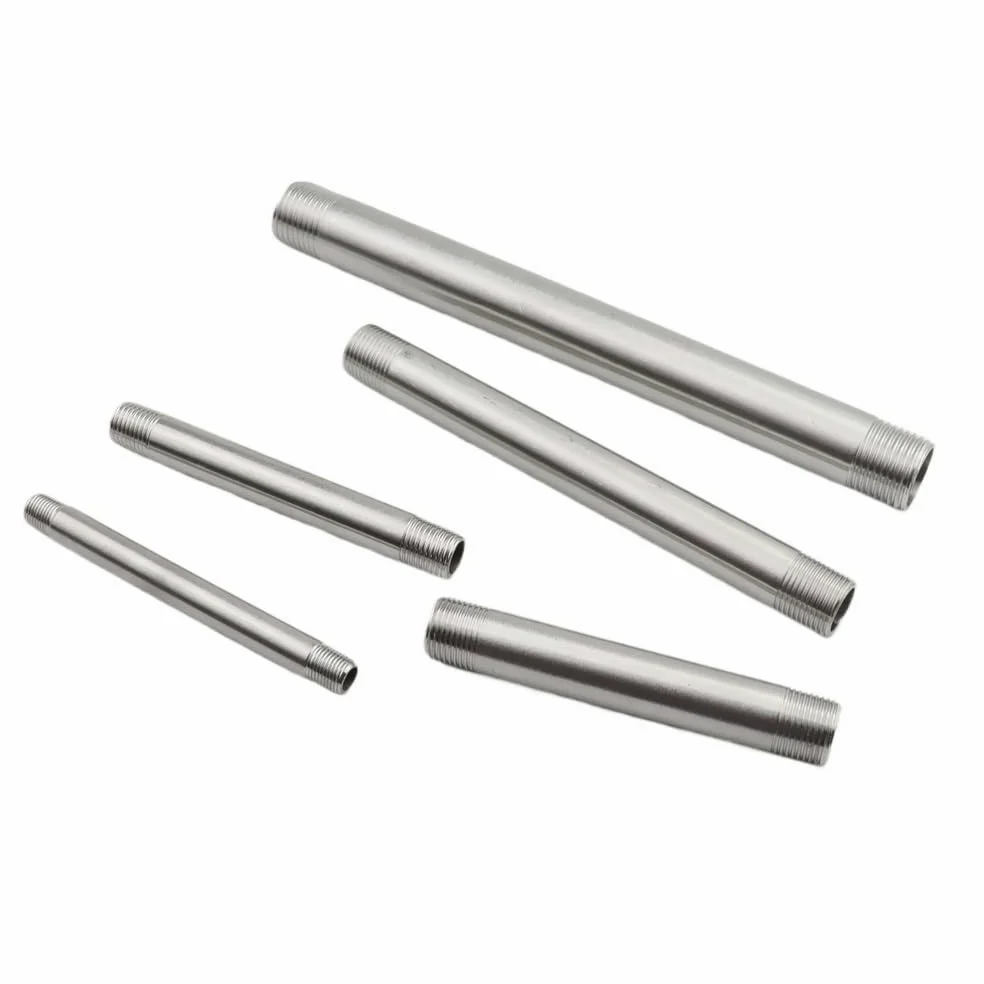 Conector de tubo roscado macho de acero inoxidable 304 de 1/8 a 1 pulgada, tamaños de 10/15/20/30 cm, adaptador de manguera de latón para fontanería