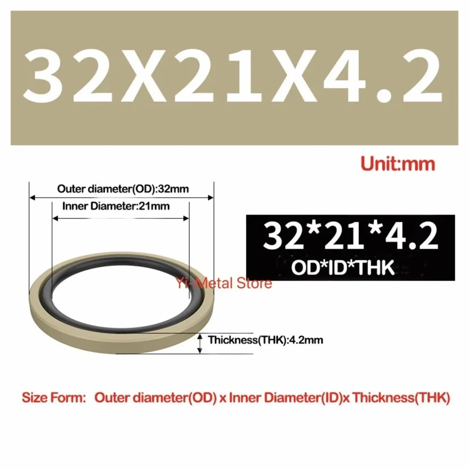 1 sello alternativo de cilindro hidráulico, anillo de PTFE y junta tórica NBR.(105x94x4.2mm)