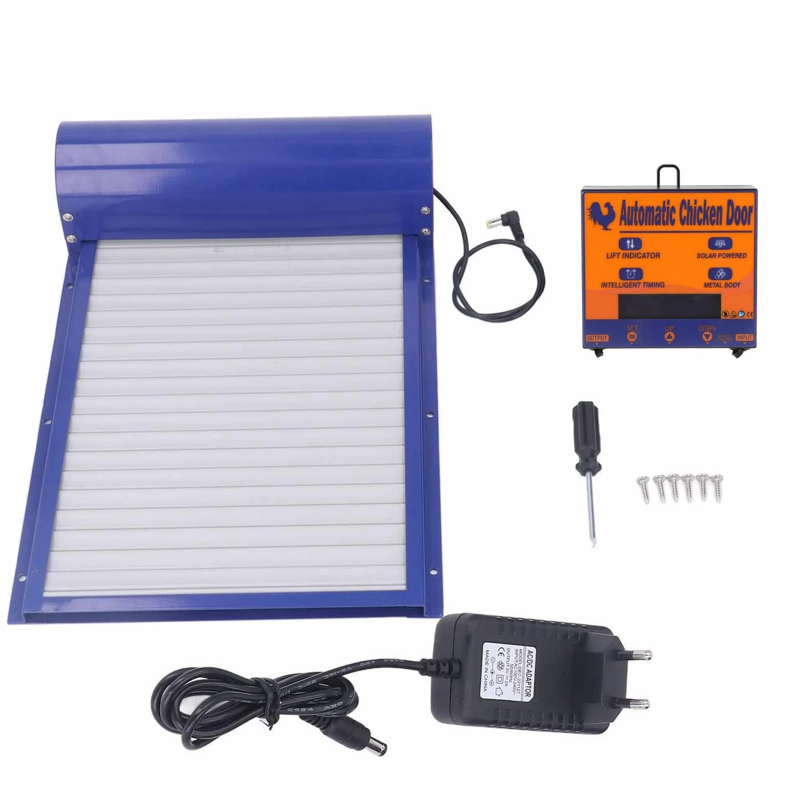 Puerta automatica para gallinero, Puerta para gallinero Multi Modos con Temporizador programable, Puerta para gallinero de aleacion de Aluminio con persiana Enrollable para Granjas