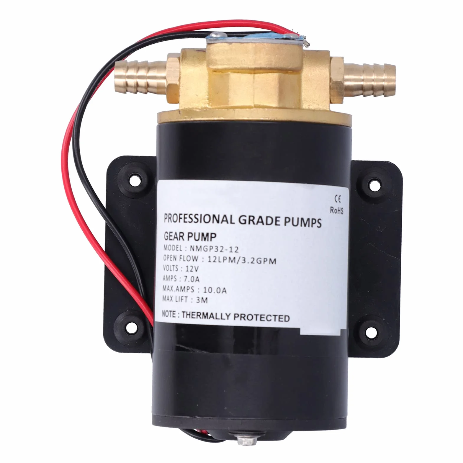 Fydun Bomba de engranajes de impulsor 12V 12LPM Elevación aubante de 9,8 pies para transferencia de agua/combustible/recuperación/aceite