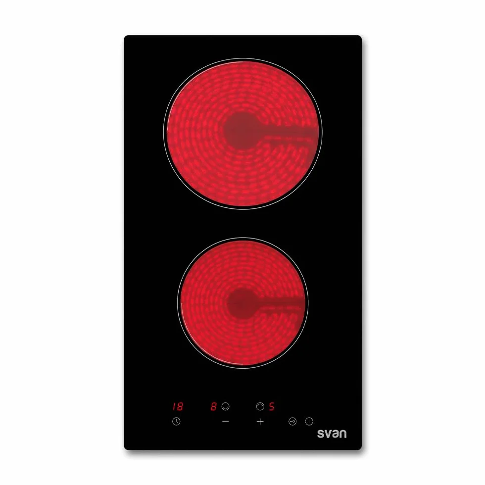 Svan Placa Vitrocerámica Cristal negro SV2302 2 Zonas 3000 W 9 Niveles Control táctil