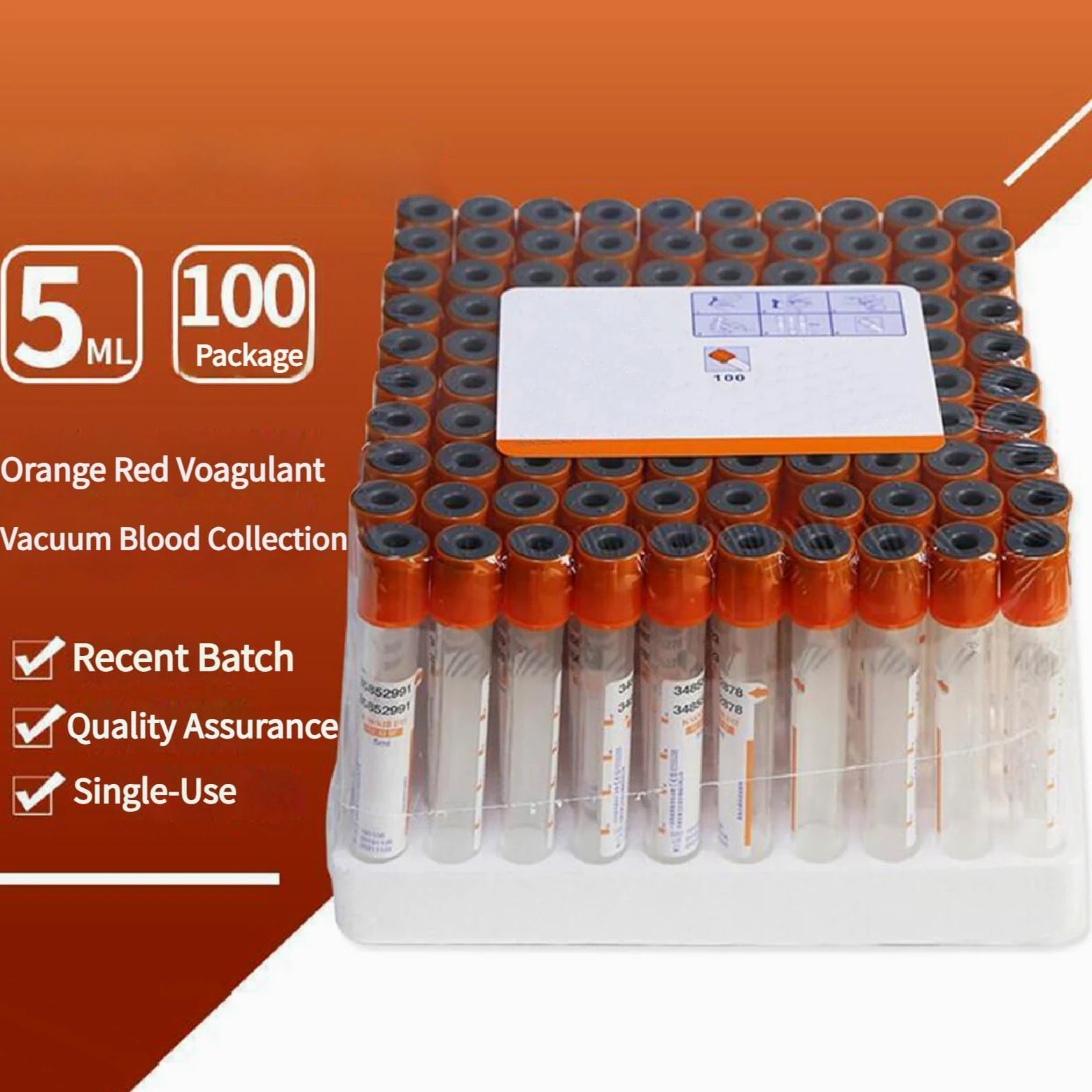 Centrífuga, Tubos para extracción de Sangre, Paquete de 100 Unidades, 3 ml, Tubo de centrífuga de un Solo Uso para Laboratorio