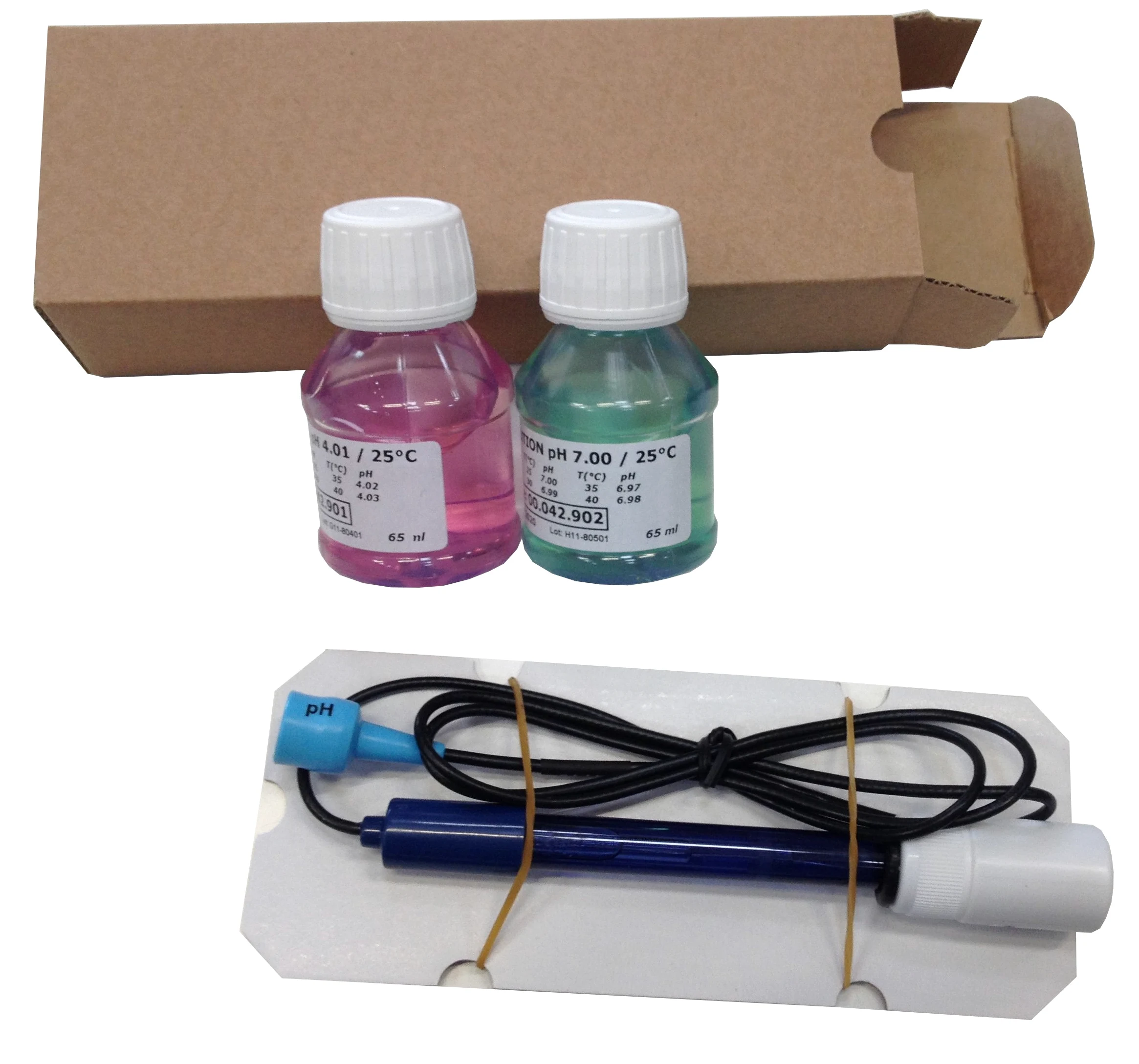 Kit de electrodo PH combinado con doble unión, rango medida 0-14 PH completo de soluciones tampón para la calibración