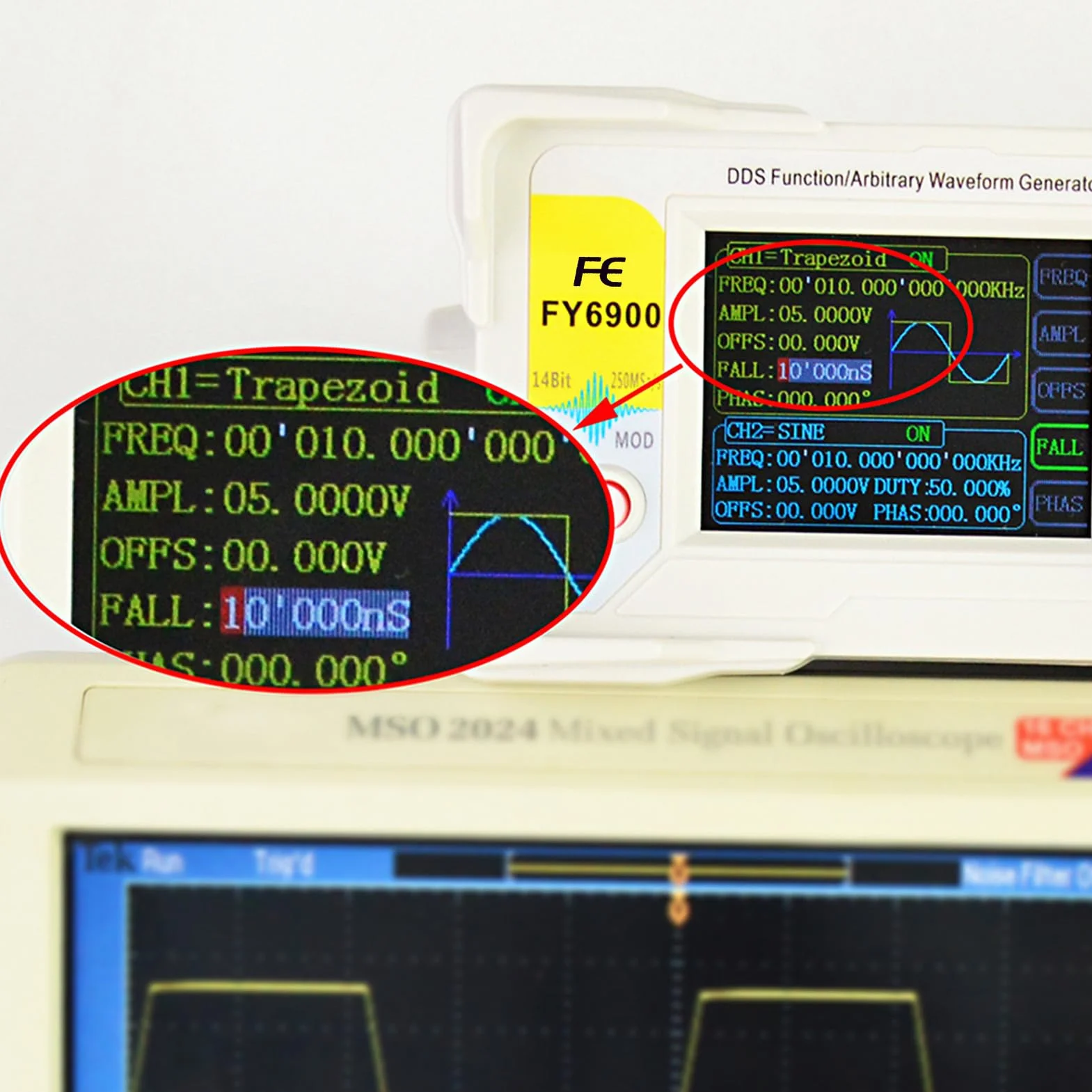 Ejoyous Generador de Señal DDS de 60MHz Generador de Forma de Onda Arbitraria Generador de Funciones con 2.4 Pulgadas (Enchufe europeo FY6900-20M)