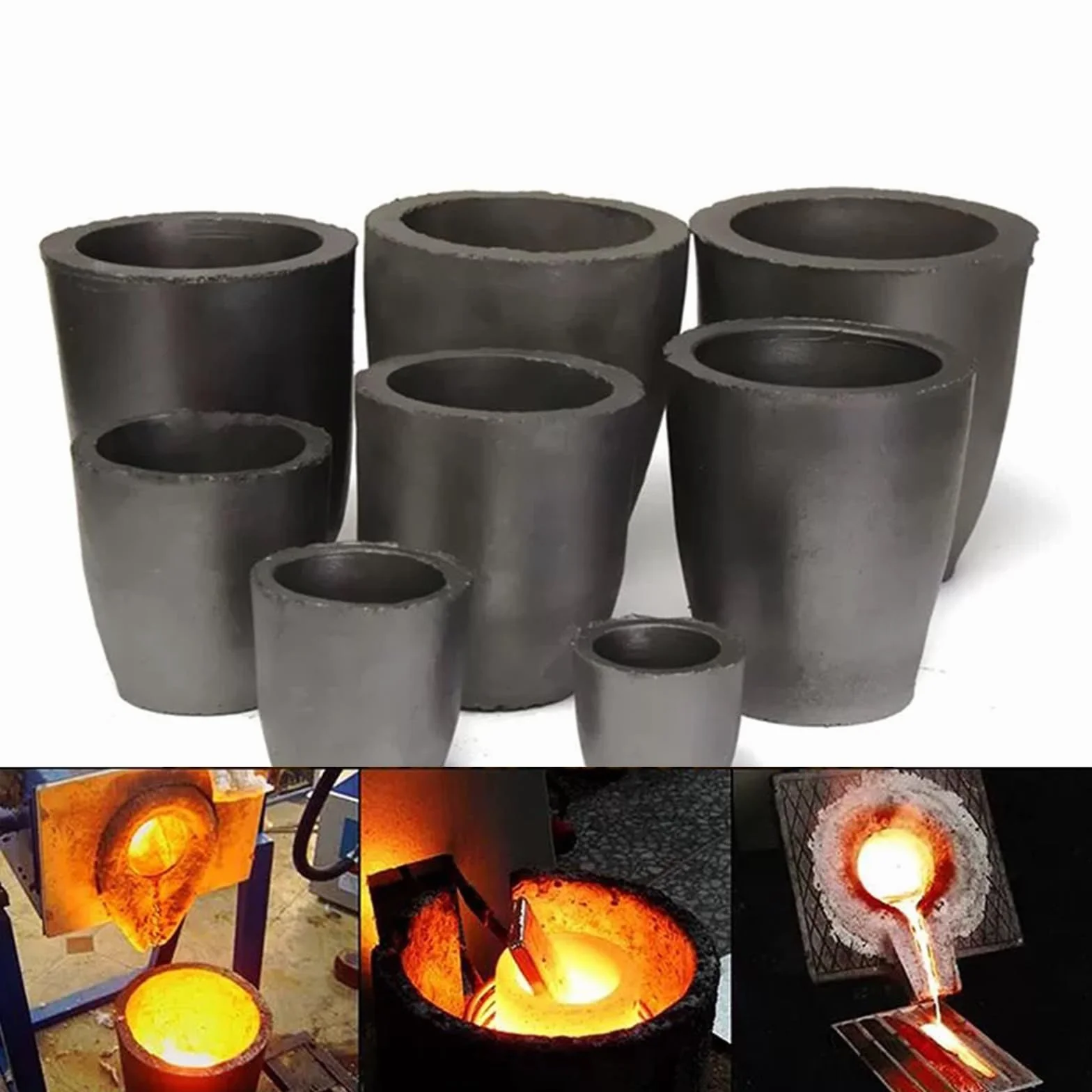 Molde de Fusión de Fundición de Grafito Crisol para Fundir Oro Plata Cobre Latón Aluminio 2KG